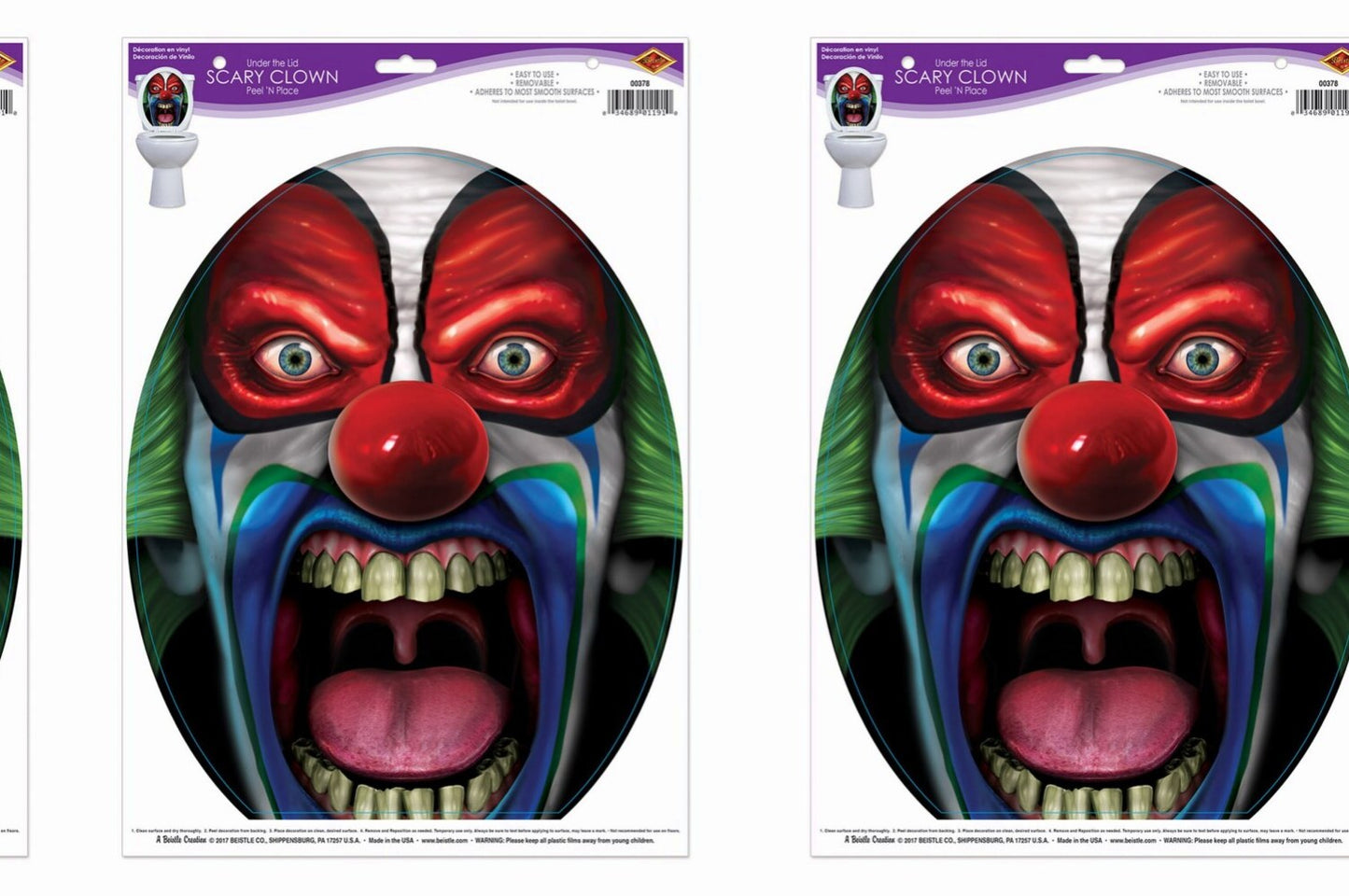 2 Piece Clown Bathroom Toilet Lid Decor Sheets 12" x 17"