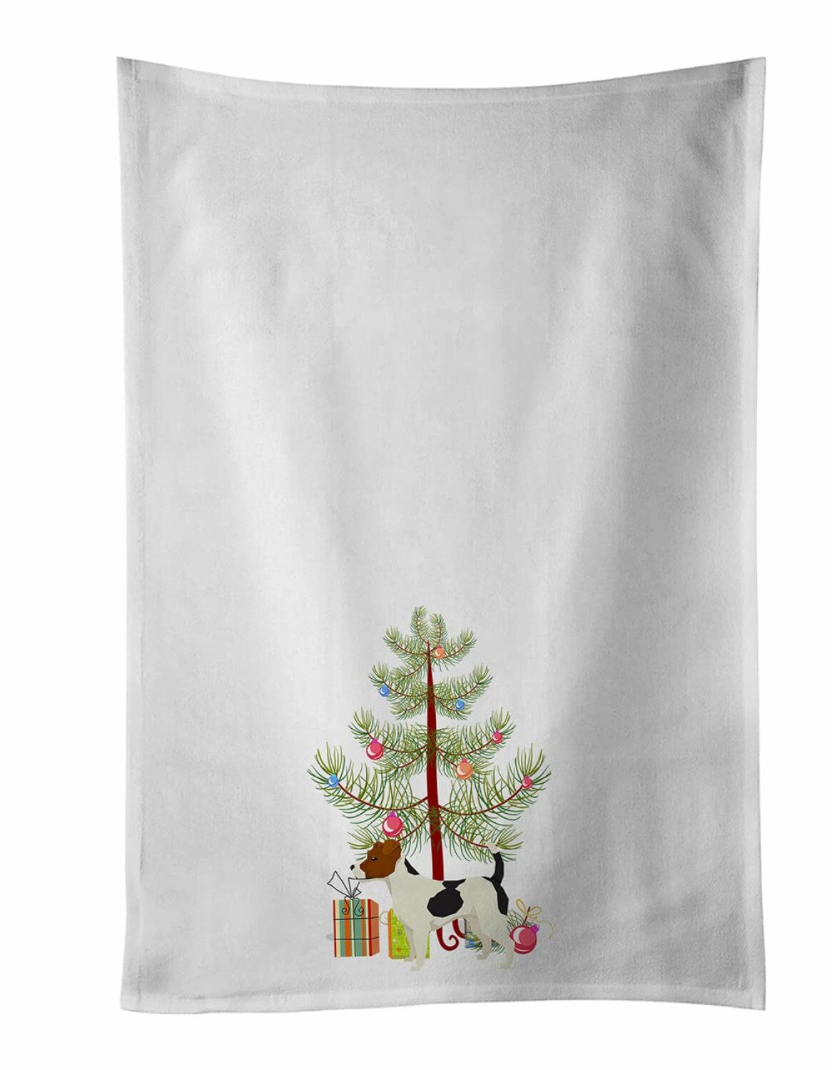 Jack Russell Terrier Tree White Kitchen Towel Set of 2