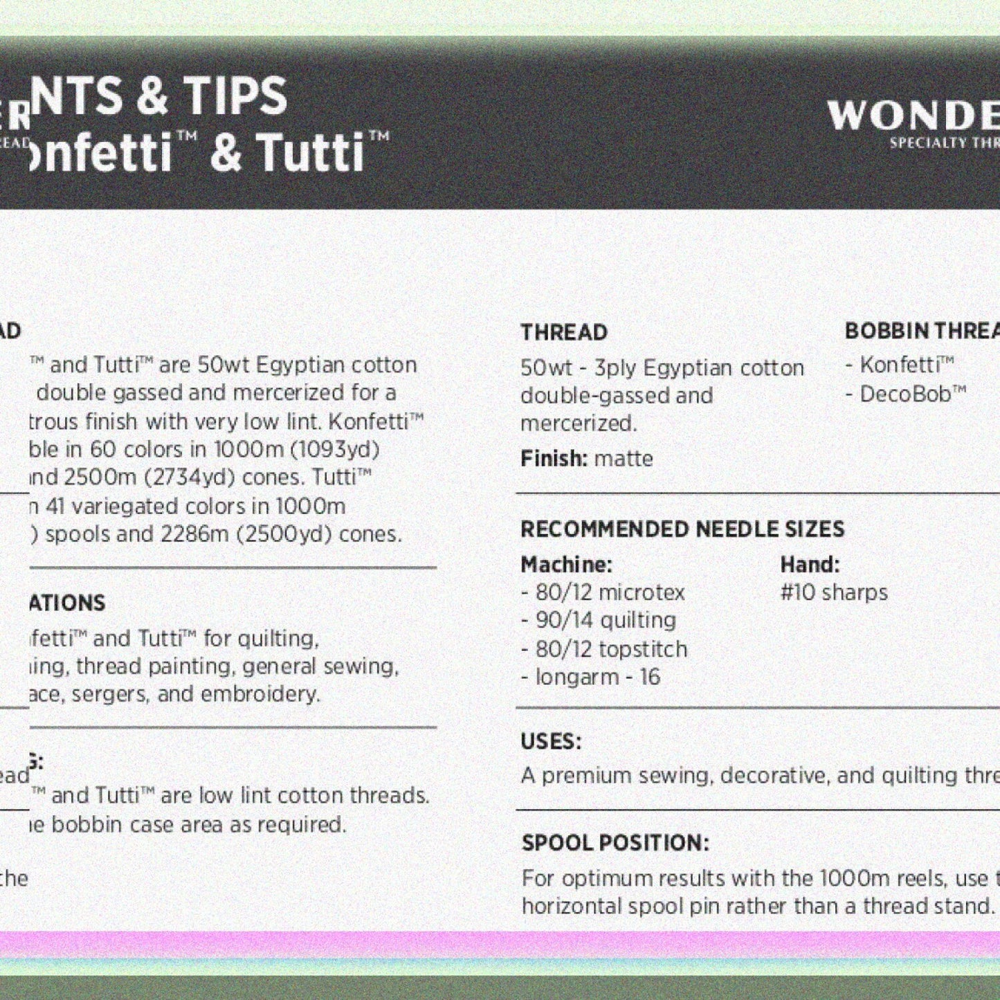 Konfetti Thread Black 50wt Egyptian Cotton 1093 yards