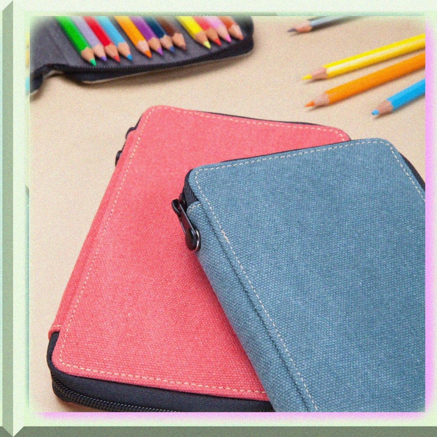 Canvas Storage Case for Pencils, Markers, Pens, Art Supplies