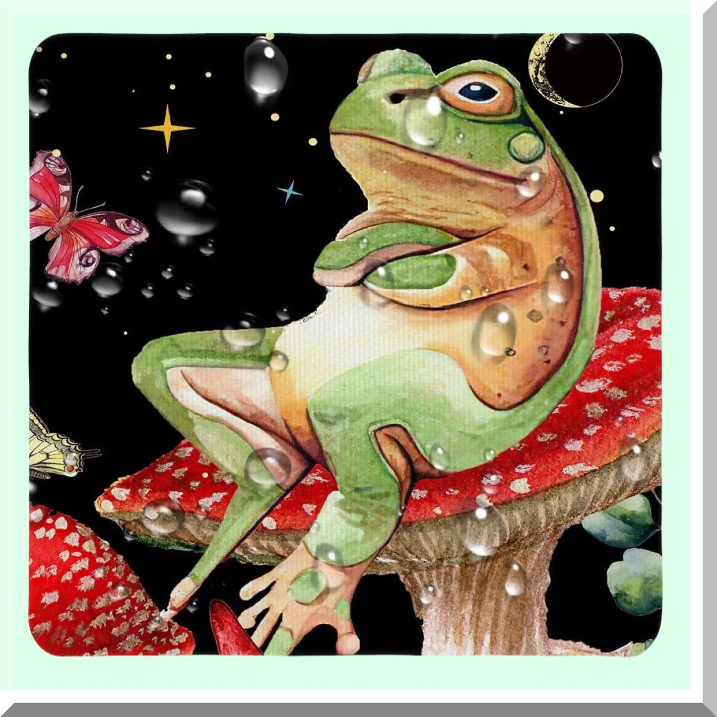 Mushroom Frog Shower Curtain 69x70 with 12 Hooks