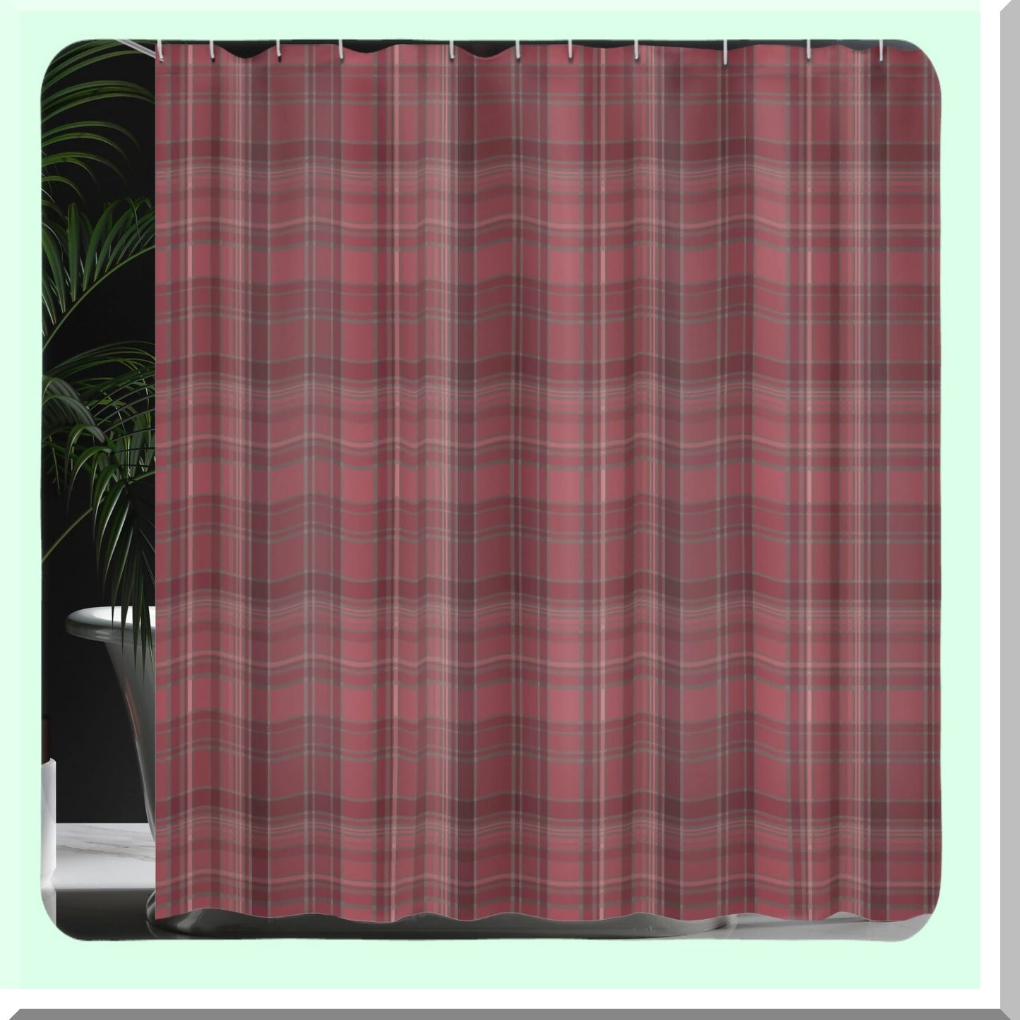 Plaid Shower Curtain, Striped Geometric, 69x75 Inches