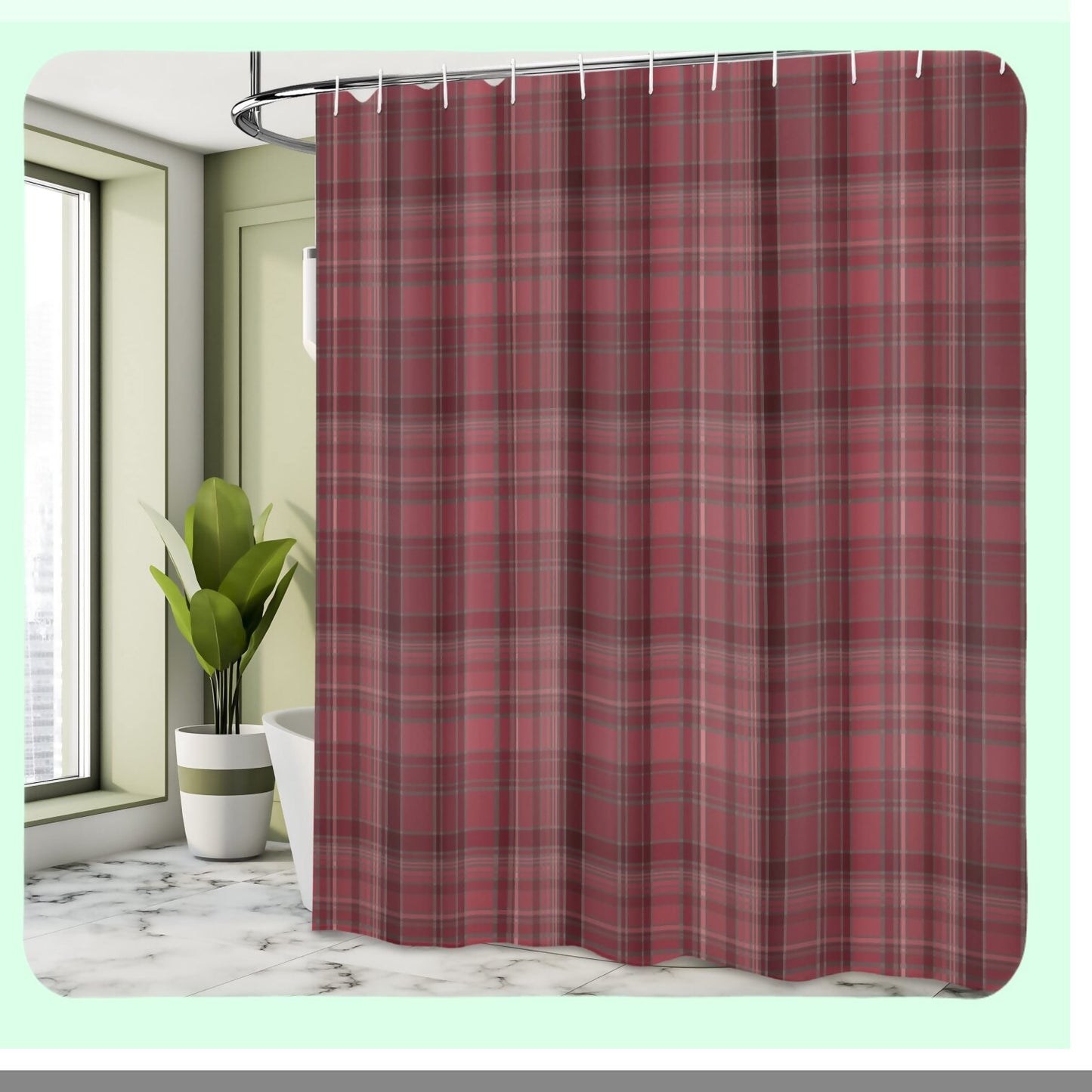 Plaid Shower Curtain, Striped Geometric, 69x75 Inches