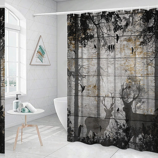 Rustic Deer Shower Curtain 69x70 inches