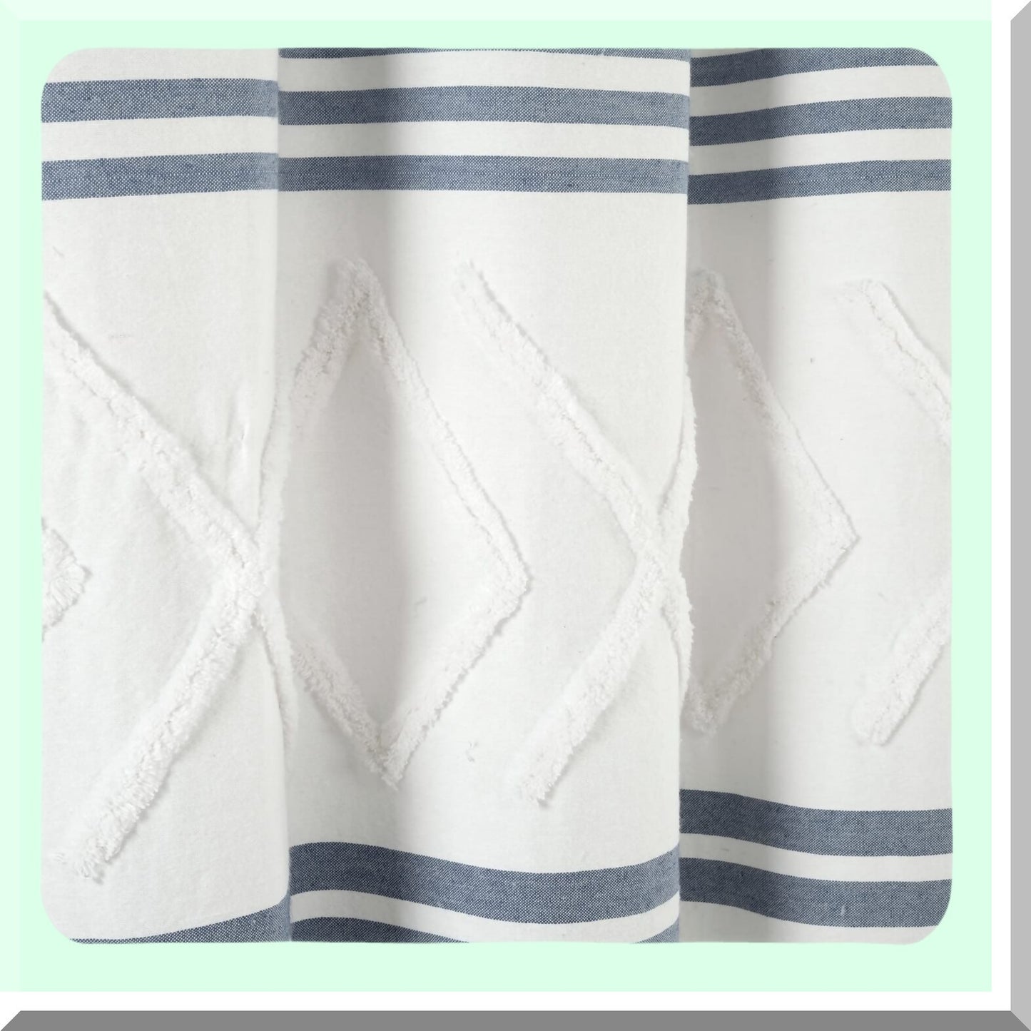 Diamond Stripe Woven Recycled Cotton Shower Curtain 72"x72" Blue