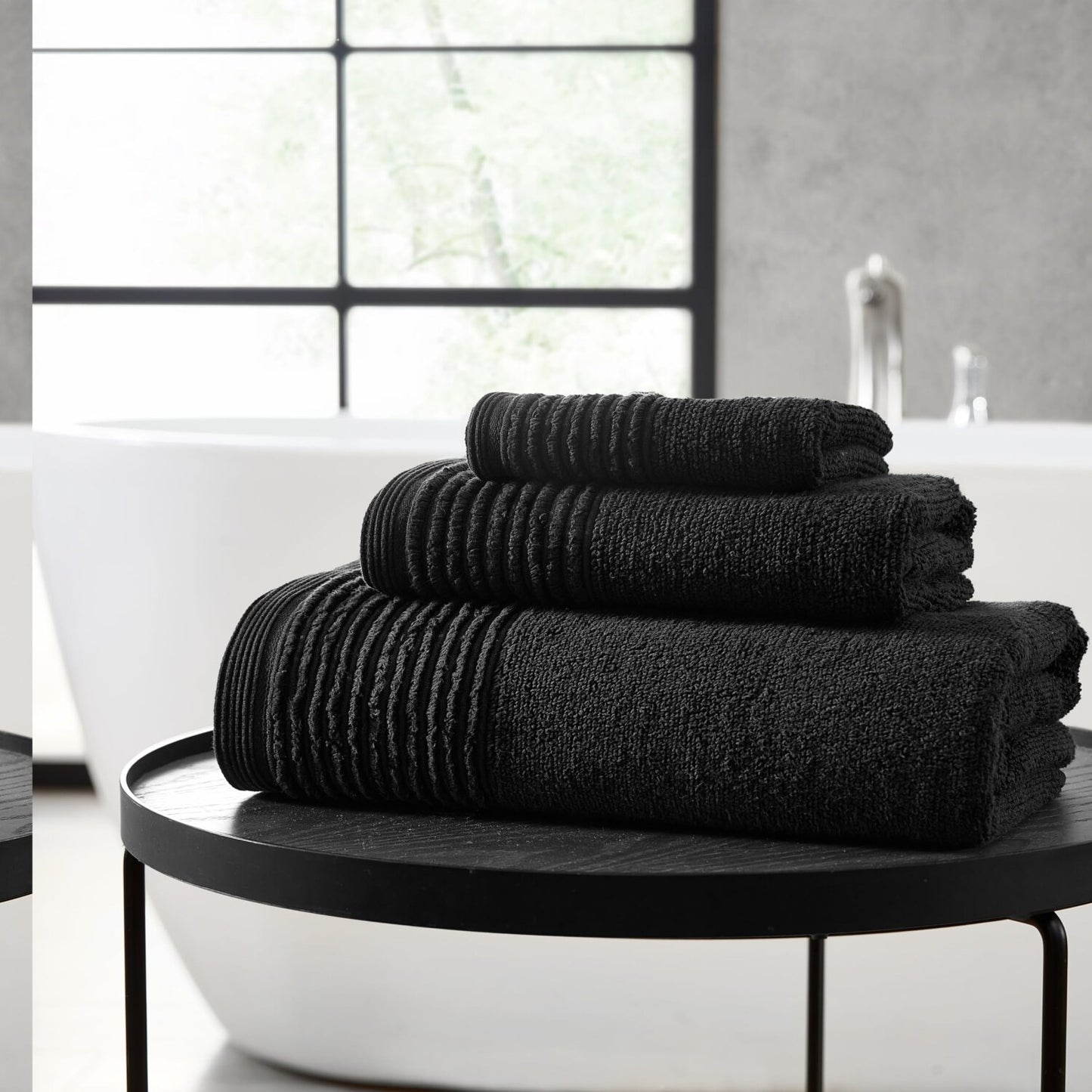 Black Cotton Bath Towel Set 6 Pieces