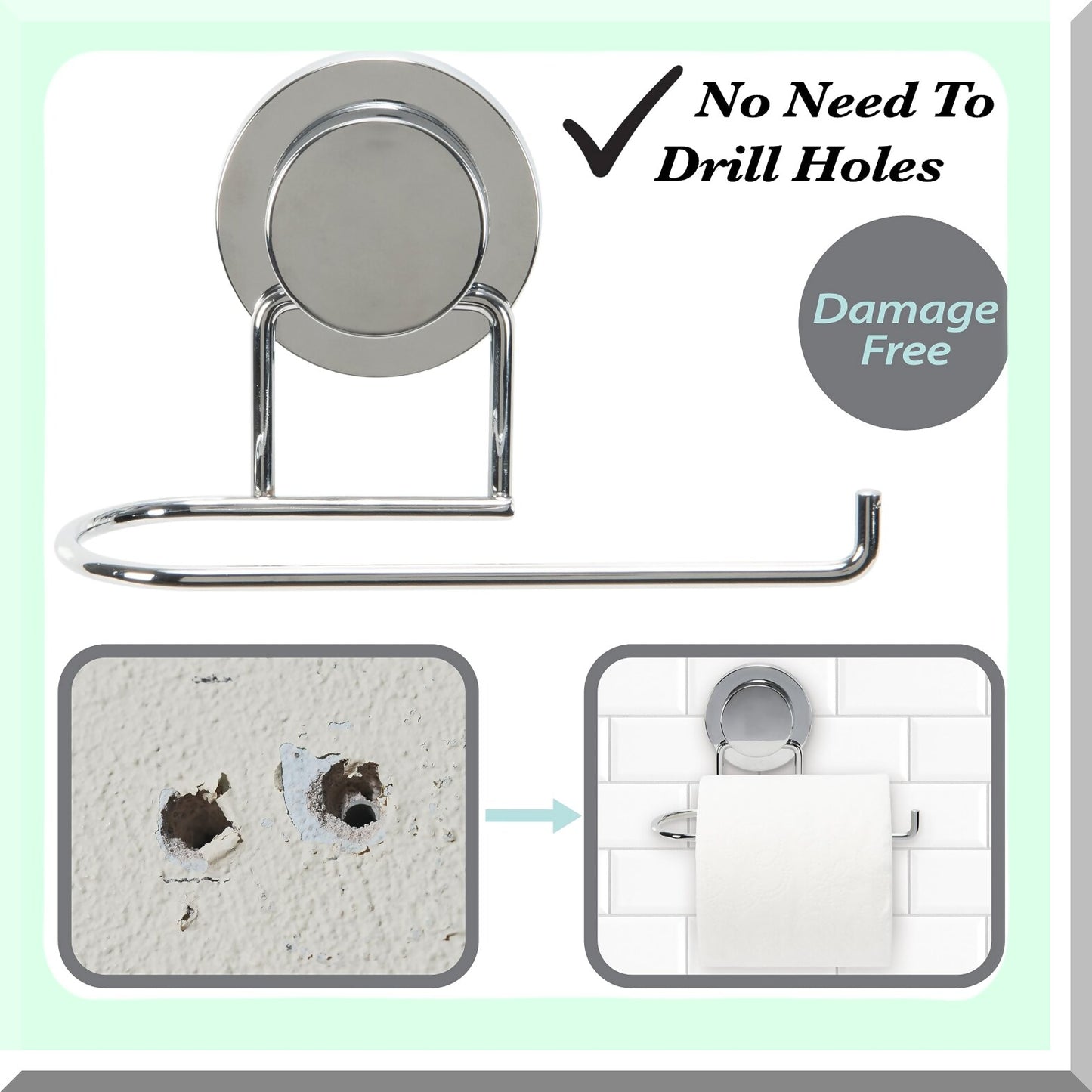 Suction Cup Toilet Paper Holder Chrome