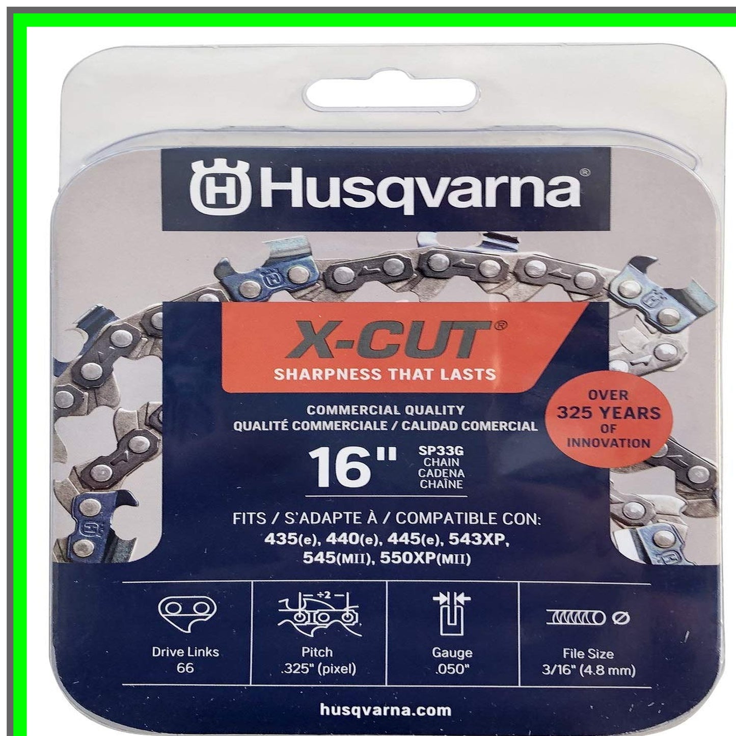 X-Cut SP33G 16 Inch Chainsaw Chain with Low Kickback and Superior Lubrication