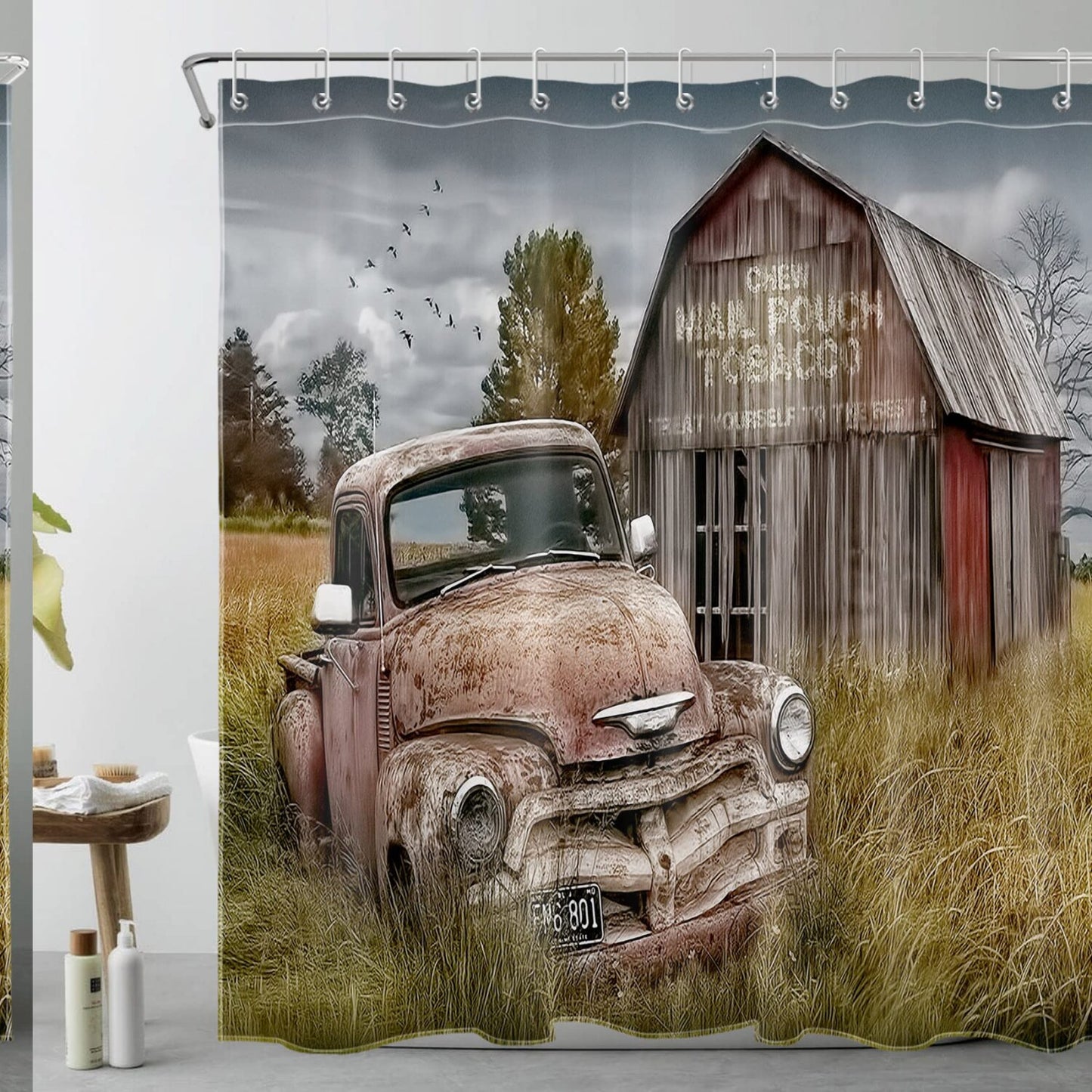 Antique Truck Farmhouse Shower Curtain 72x72 Inches