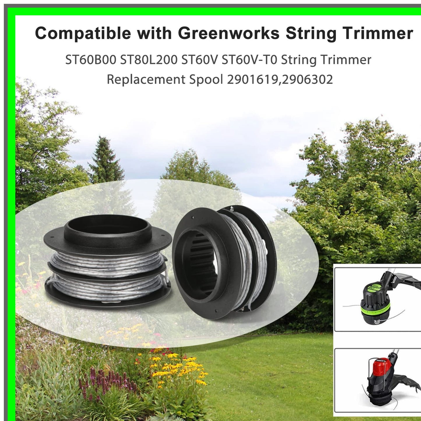 Efficient 17ft Replacement Spool for Greenworks String Trimmers - 4 Pack