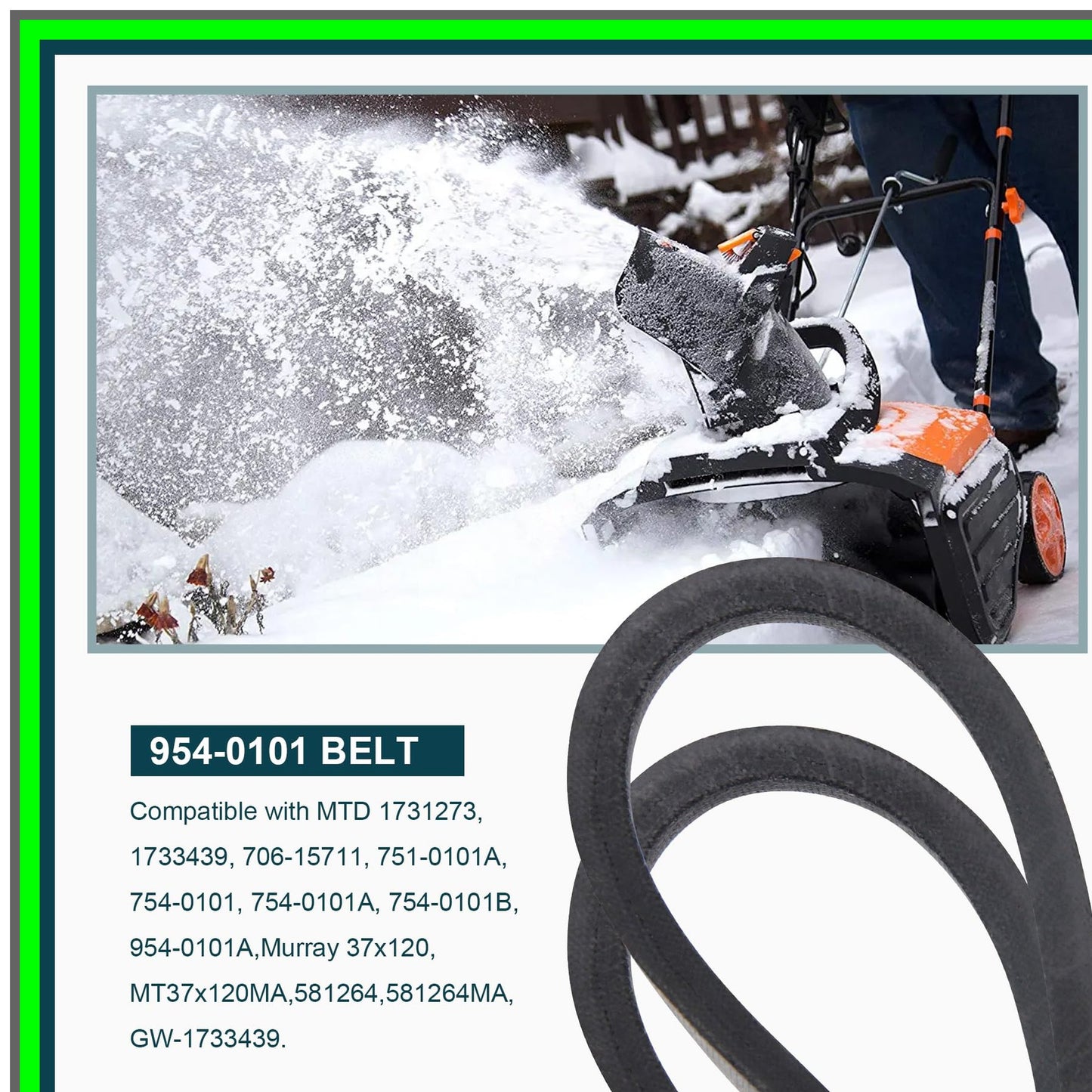 MTD Snowblower Auger Drive Belt Replacement 1/2"x35" 2 Pack