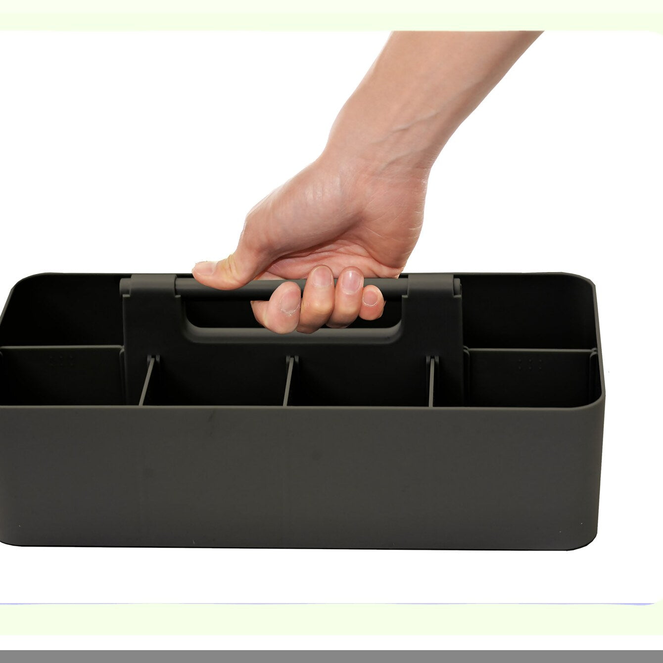 Plastic Portable Makeup Caddy Tote Black 15x7x5.1