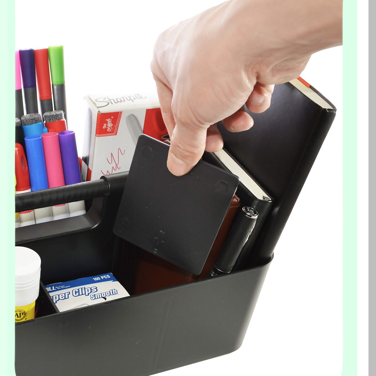 Plastic Portable Makeup Caddy Tote Black 15x7x5.1