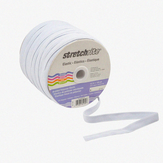 Stretchrite 1/2-Inch x 144 Yards White Braided Polyester Elastic Spool