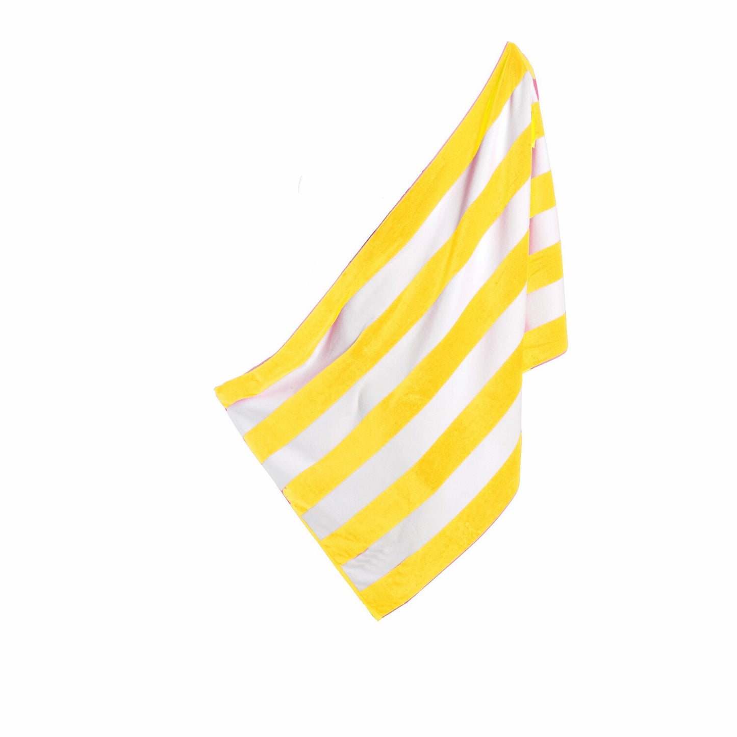 Set of 4 Yellow White Terry Cabana Beach Towels