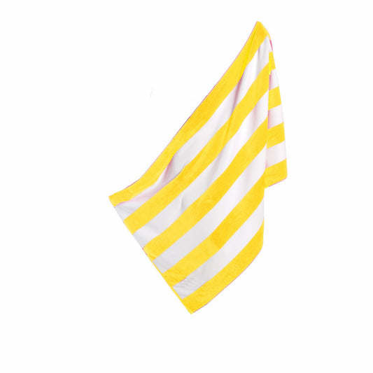 Set of 4 Yellow White Terry Cabana Beach Towels