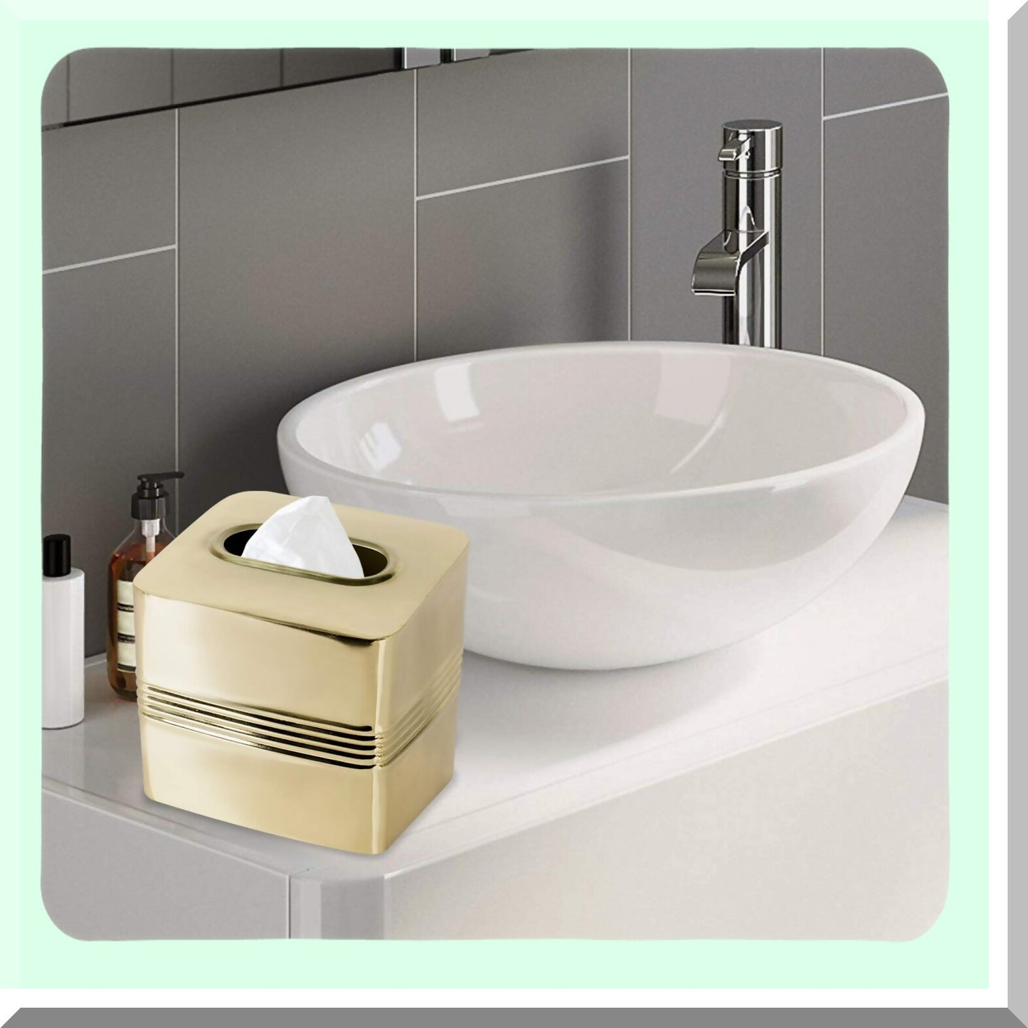 Stainless Steel Square Tissue Box Cover Gold