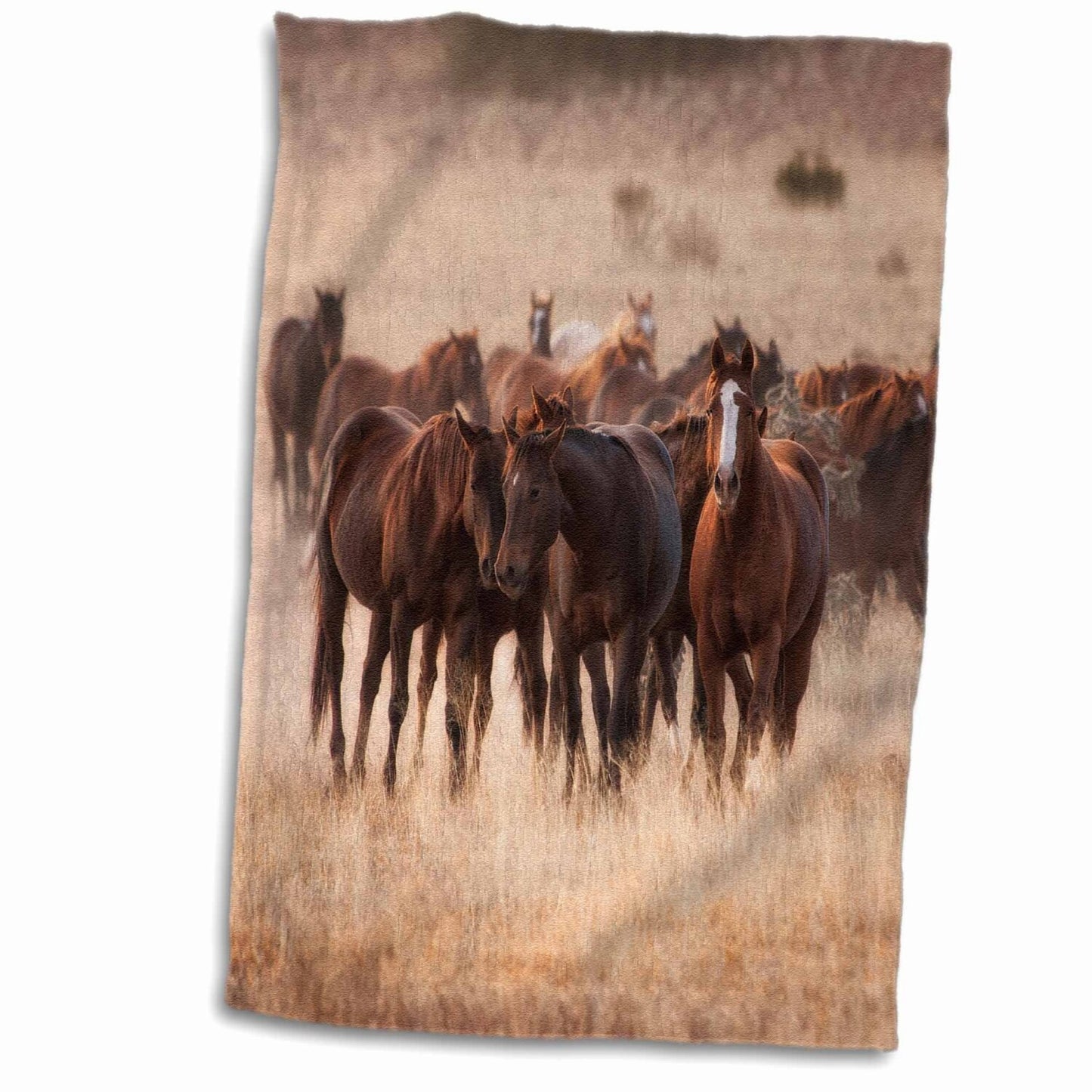 3D Rose Herd of Horses Hand Towel 15" x 22"