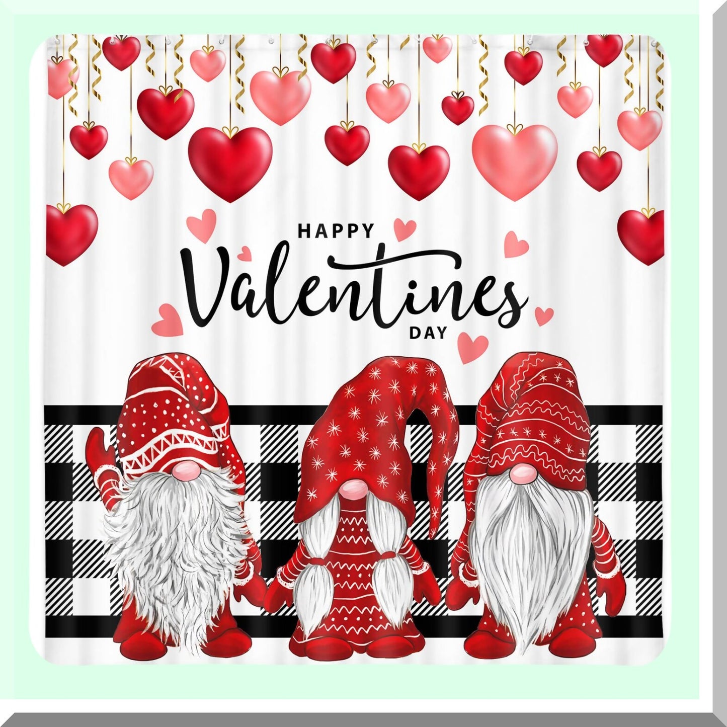Valentines Gnome Shower Curtain 72x72in