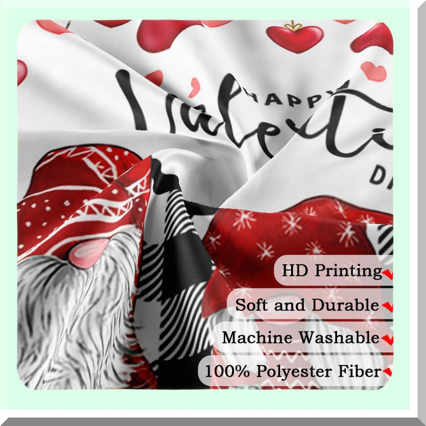 Valentines Gnome Shower Curtain 72x72in