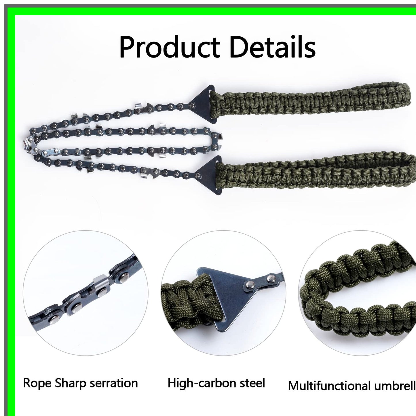 Compact Folding Chainsaw with Paracord Handle for Outdoor Survival Gear