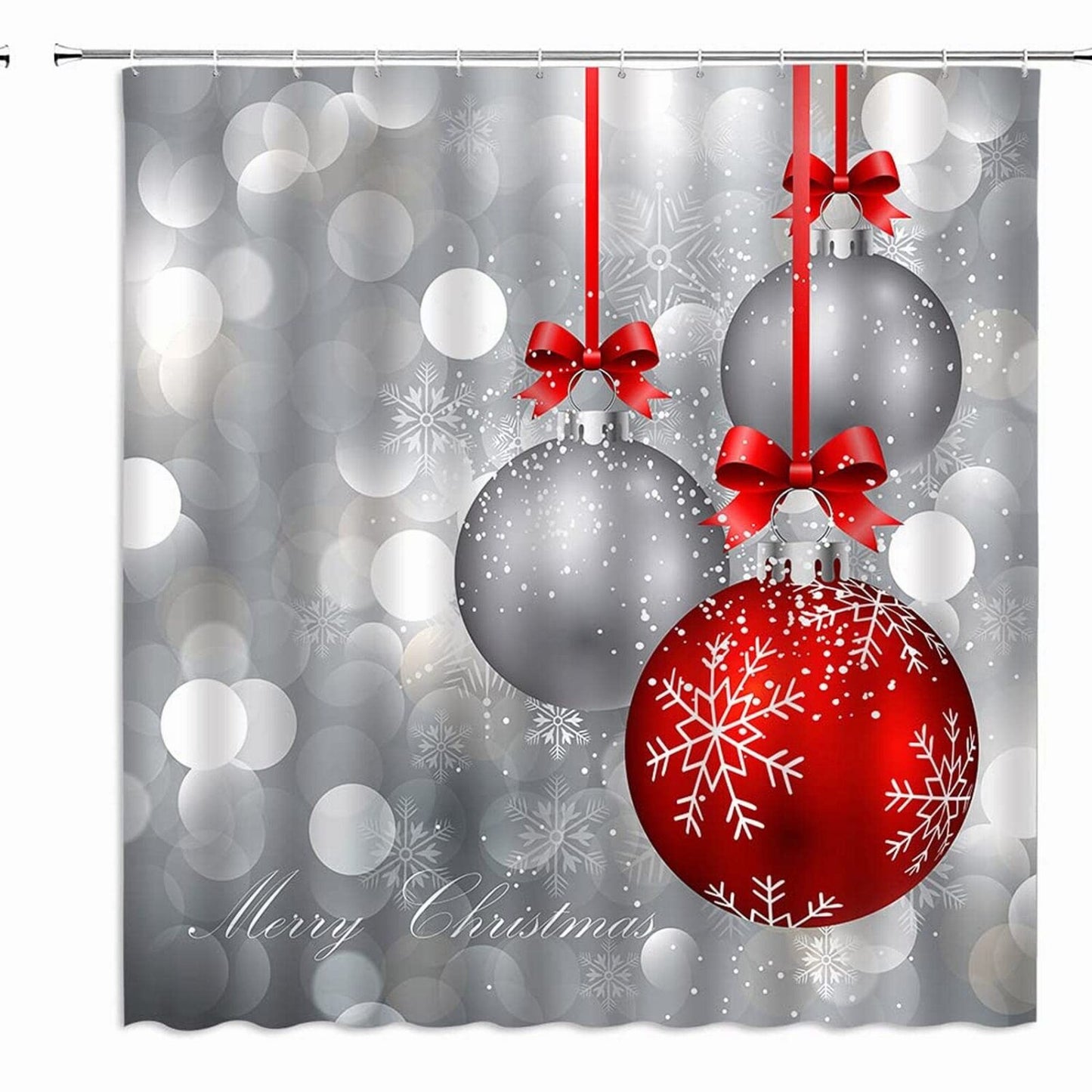 Red Holiday Shower Curtain 70x70 inches
