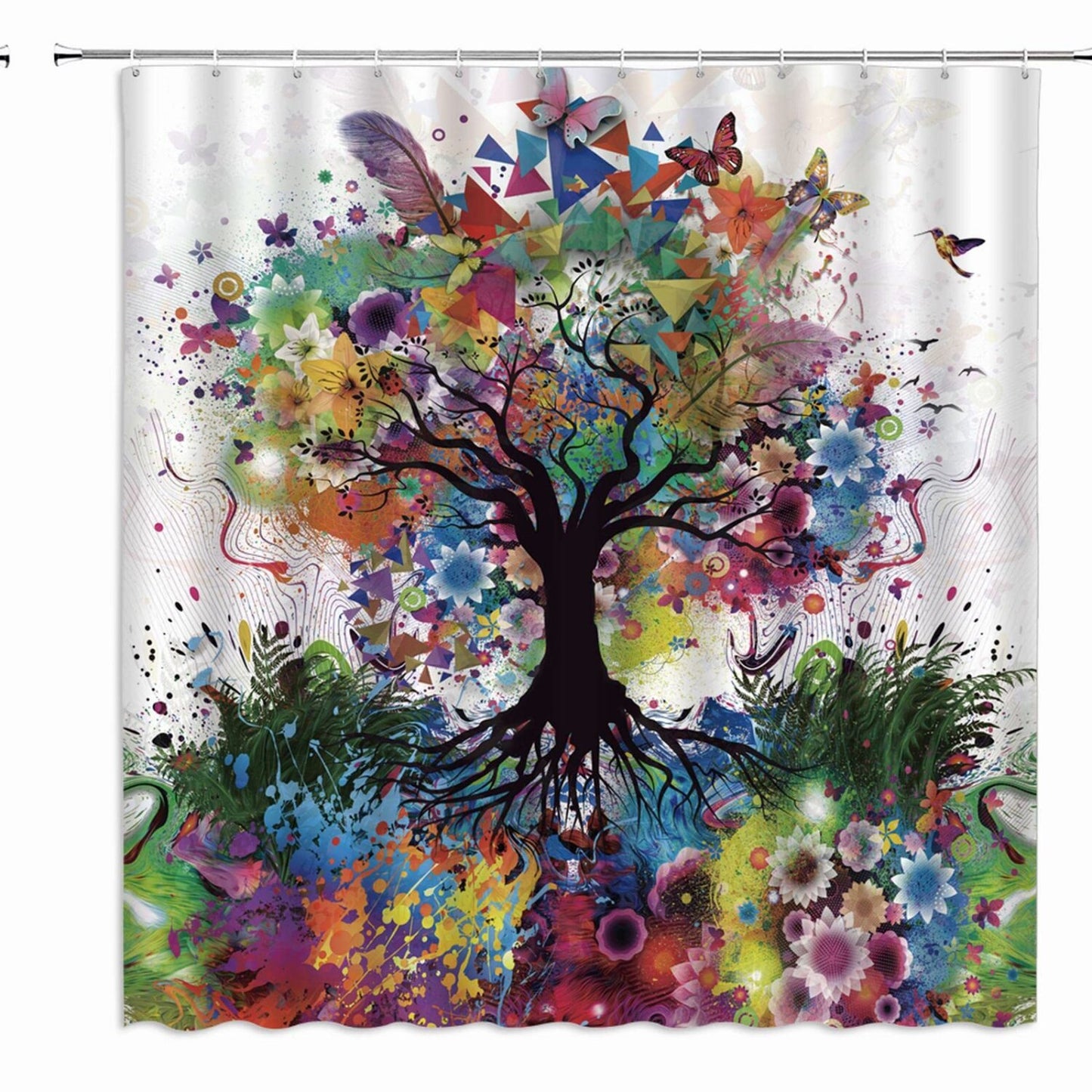 Colorful Tree Shower Curtain 70x70 Inch