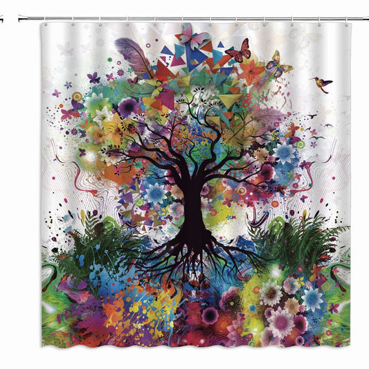 Colorful Tree Shower Curtain 70x70 Inch