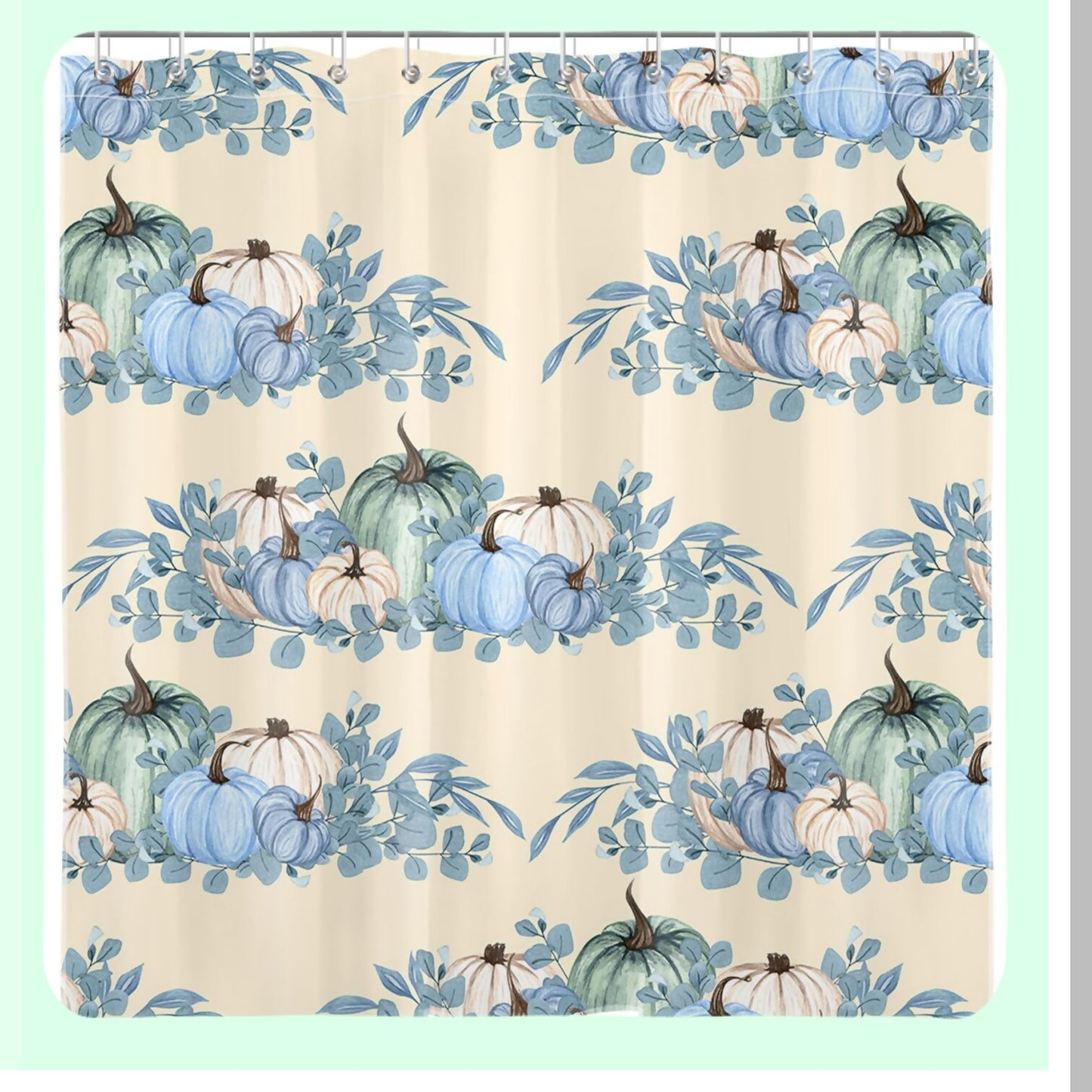Fall Pumpkin Blue Farm Shower Curtain 69x70 Inch