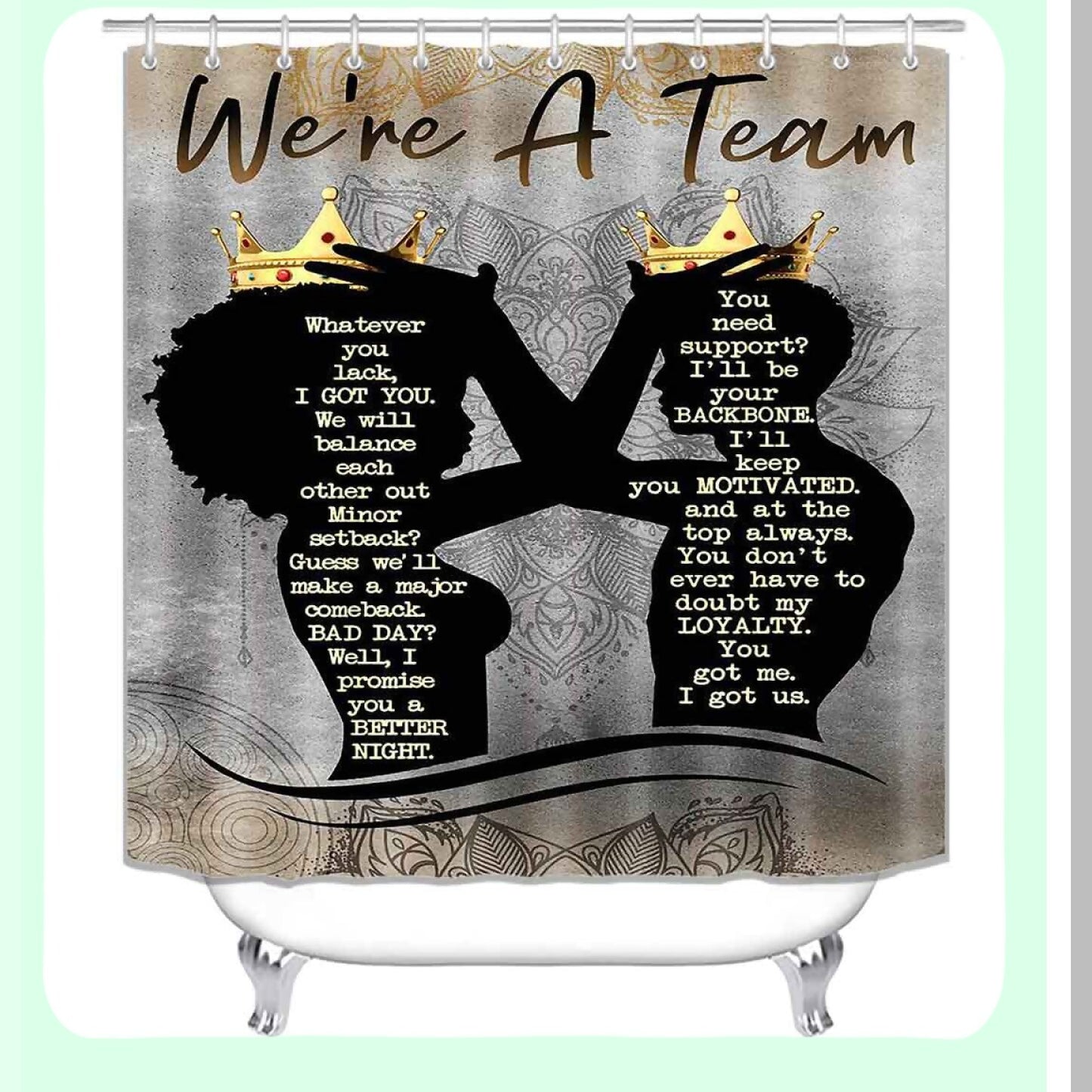 African Woman Man Shower Curtain Set with Rugs