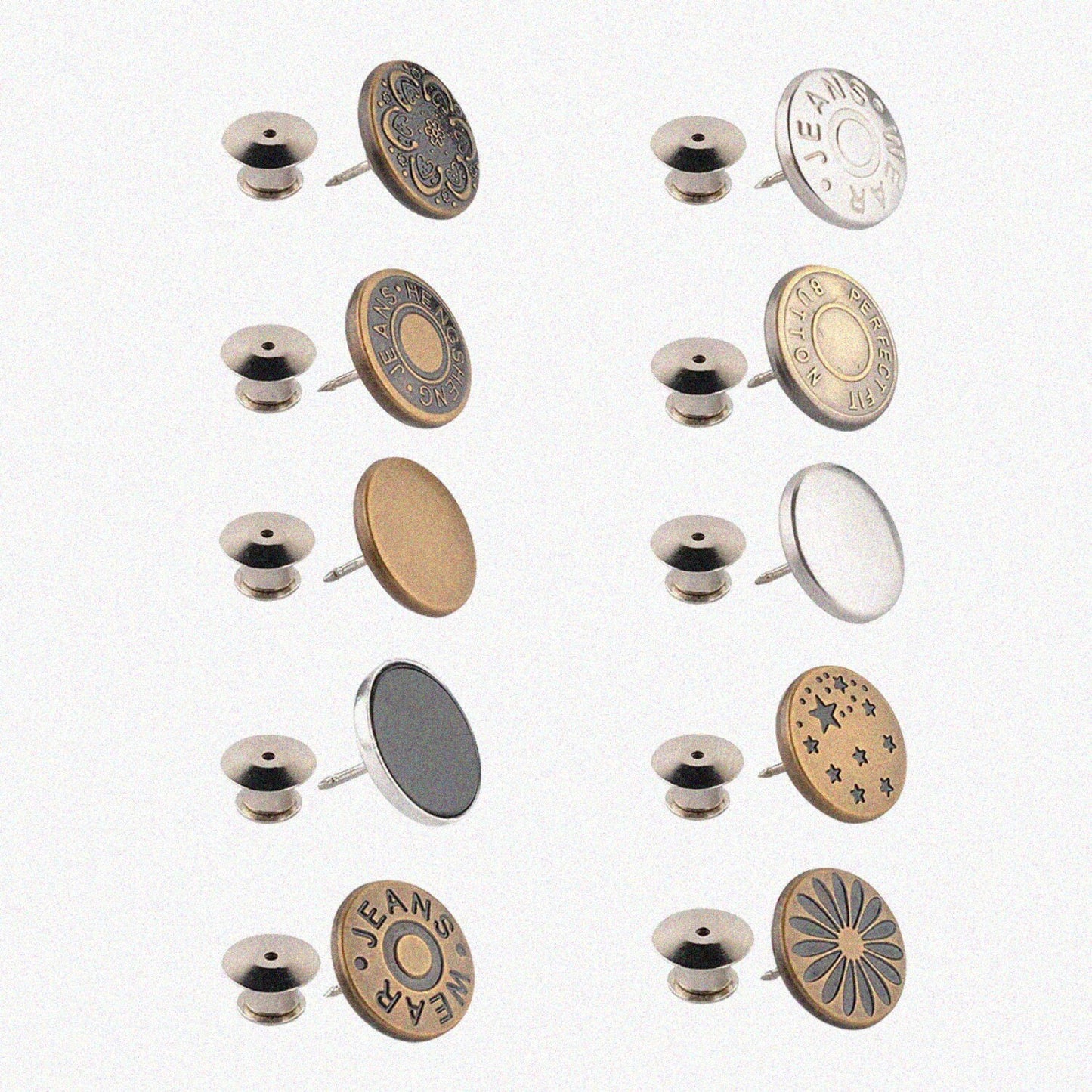 10 Pcs Adjustable Waist Buttons Metal 17mm