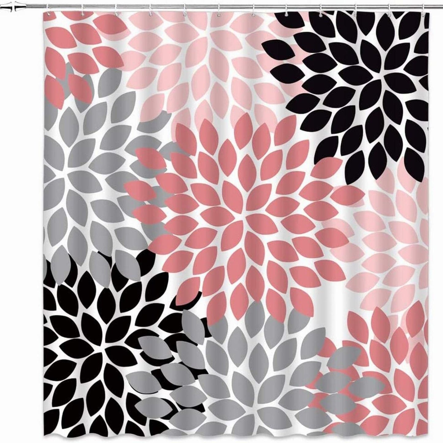Dahlia Floral Shower Curtain 70x70 Inches with Hooks