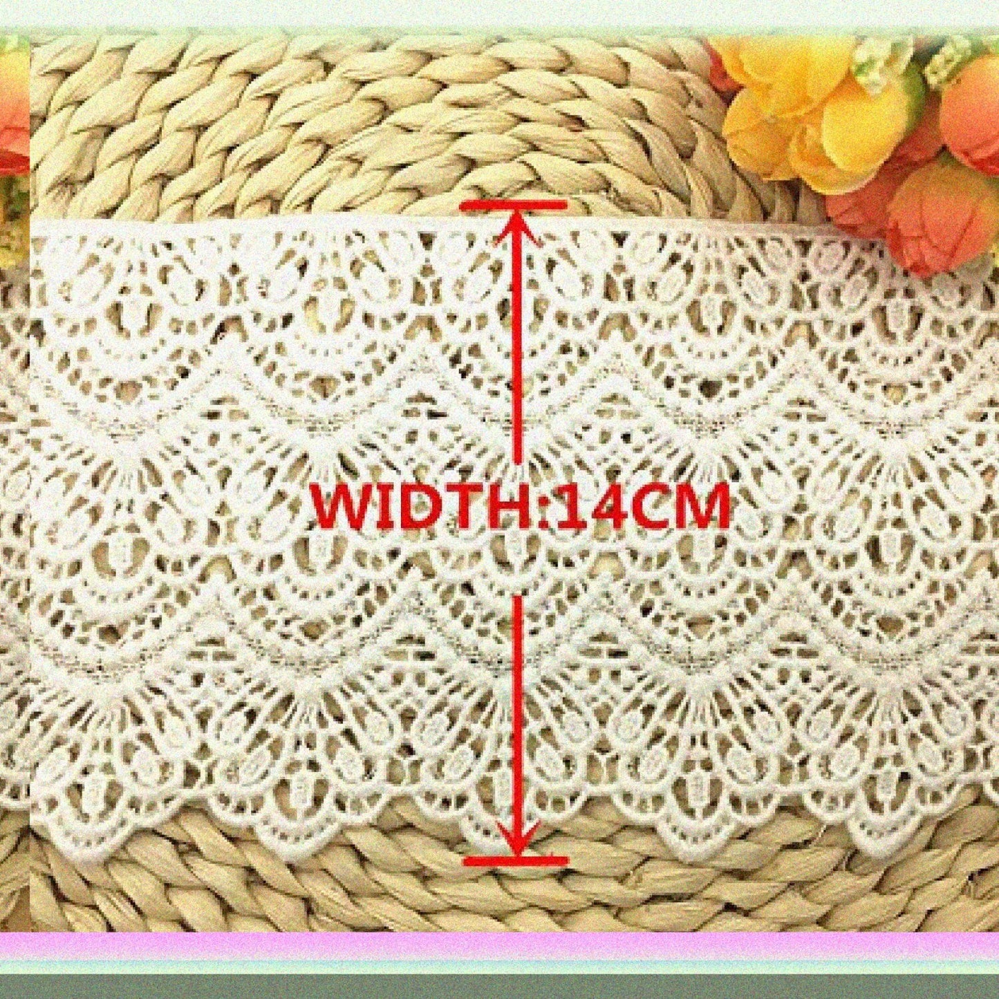 14cm Black Embroidered Lace Trim 4 Yards