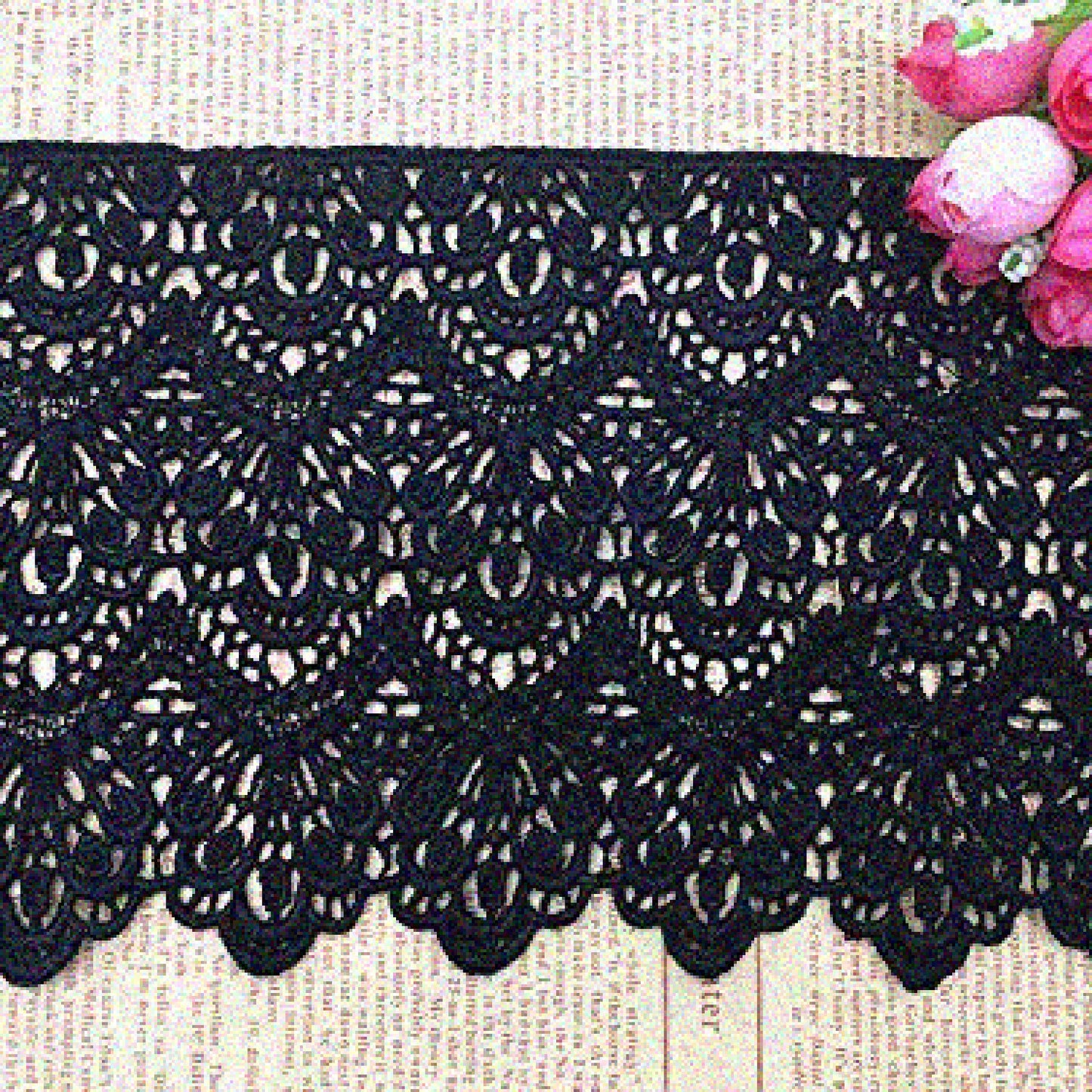 14cm Black Embroidered Lace Trim 4 Yards