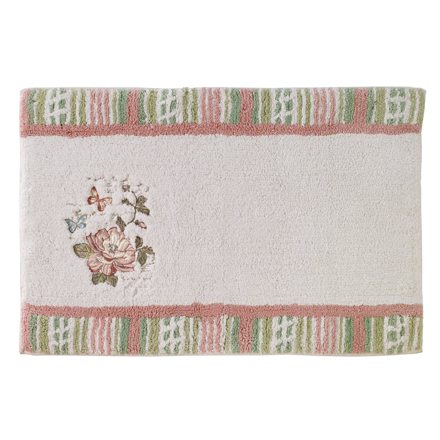 Cotton Bath Mat with Butterfly Garden Design