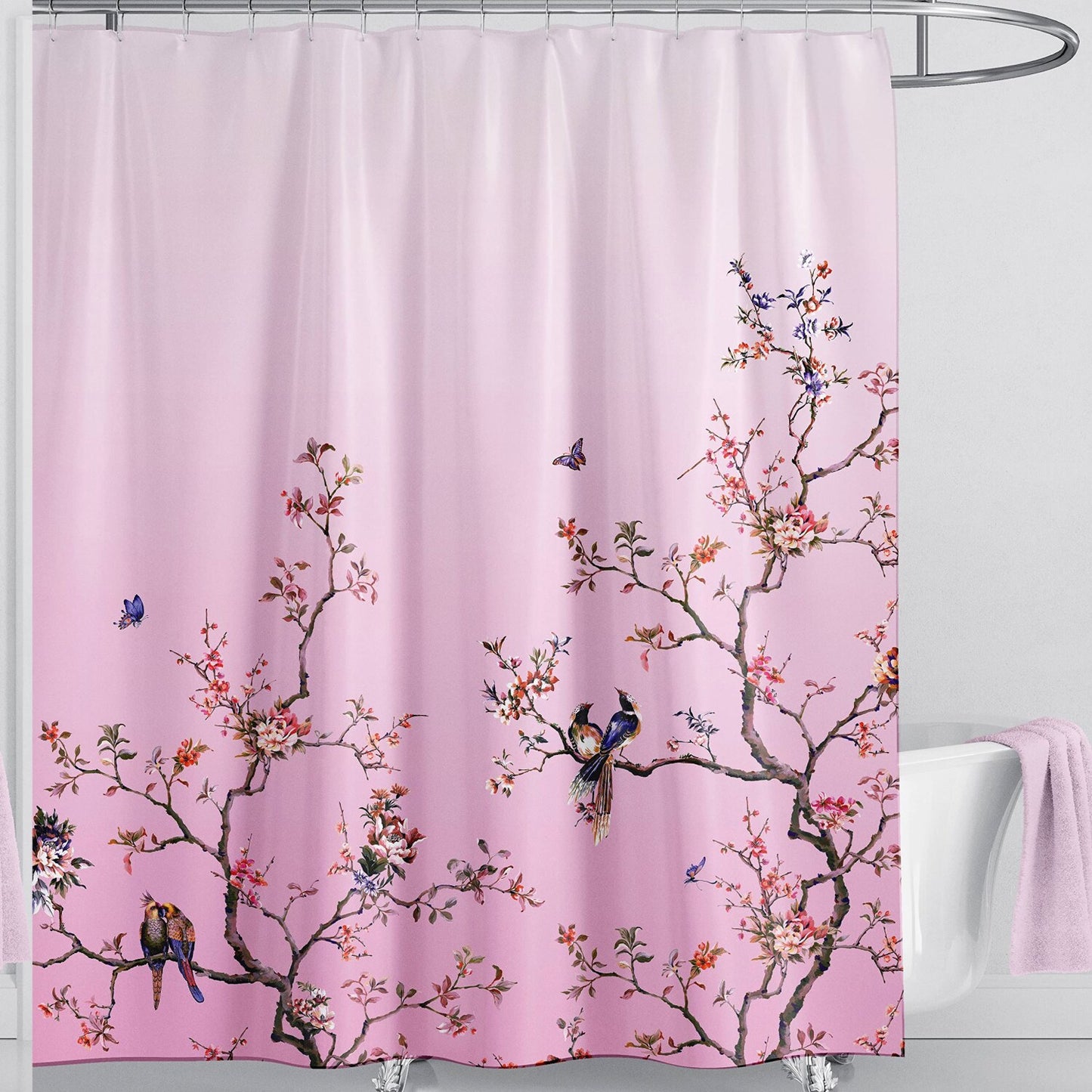 Ombre Pink Floral Shower Curtain 72x72 inches