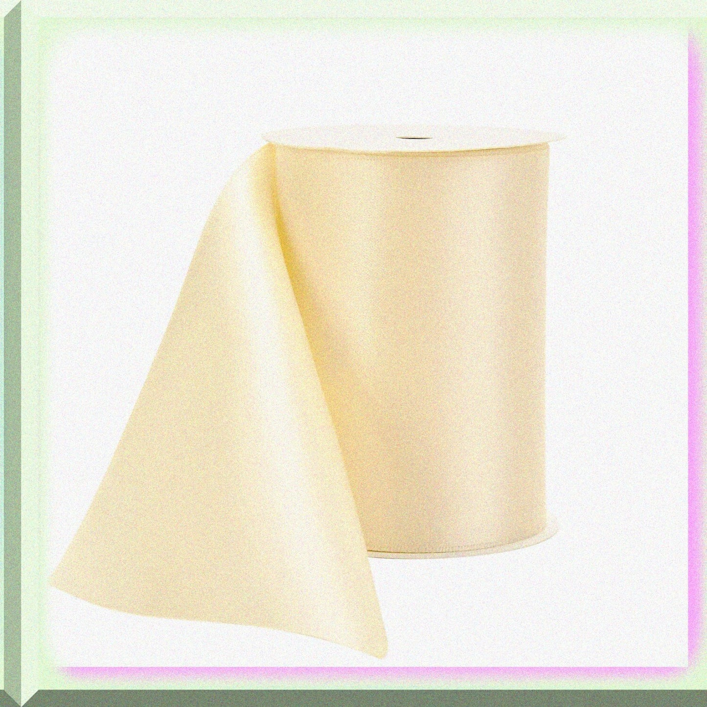 Double Face Ribbon Roll 4 Inch Ivory 5 Yards