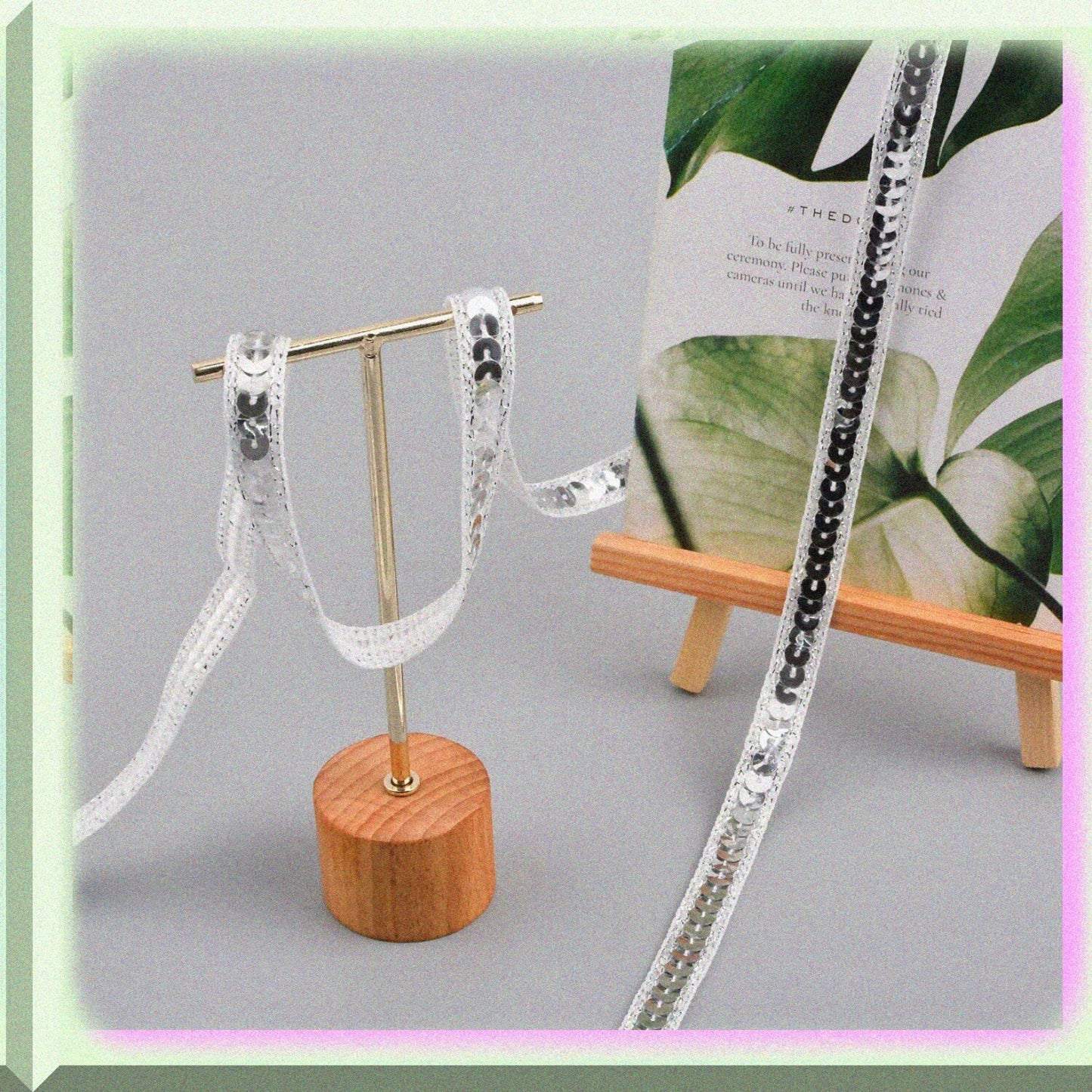 10 Yards Silver Sequin Ribbon Metallic Stretch Trim