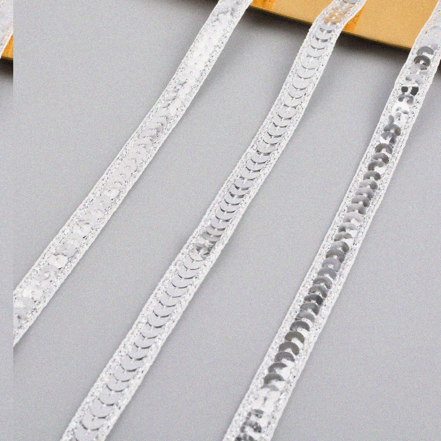 10 Yards Silver Sequin Ribbon Metallic Stretch Trim