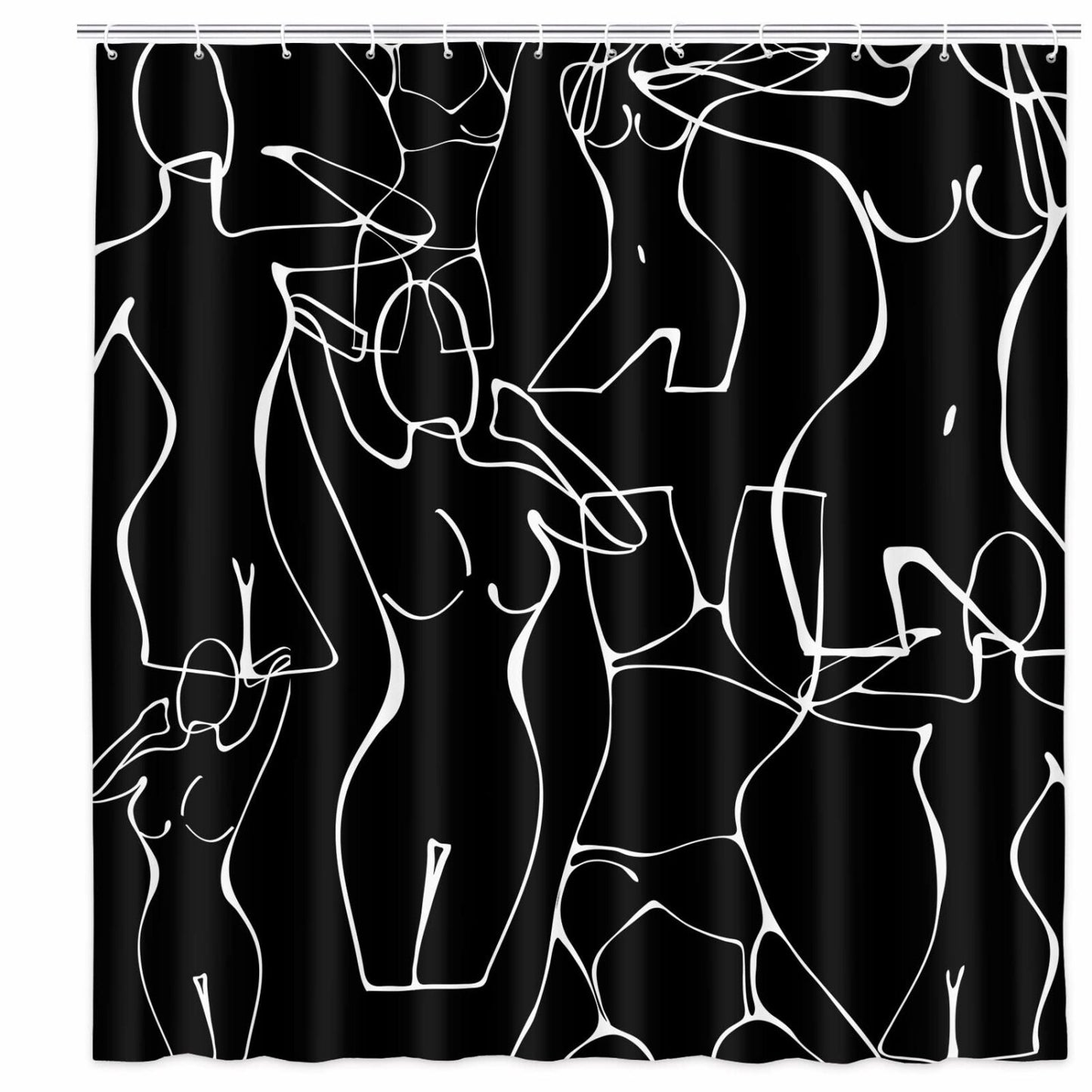 Black Theme Decor Shower Curtain 72x72in