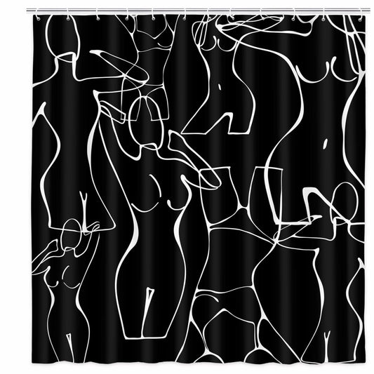 Black Theme Decor Shower Curtain 72x72in