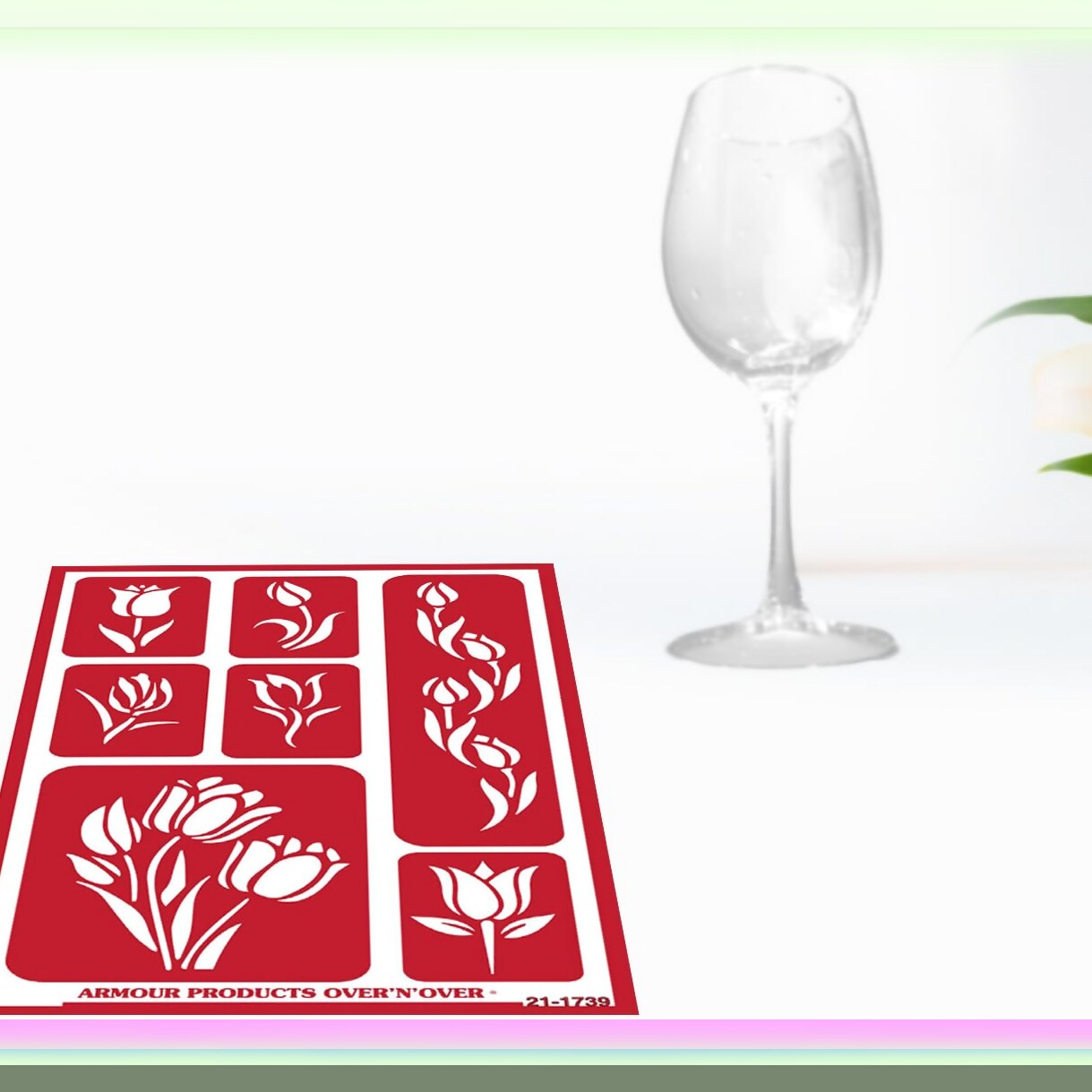 Reusable Glass Etching Template Set with Rose and Tulip Designs