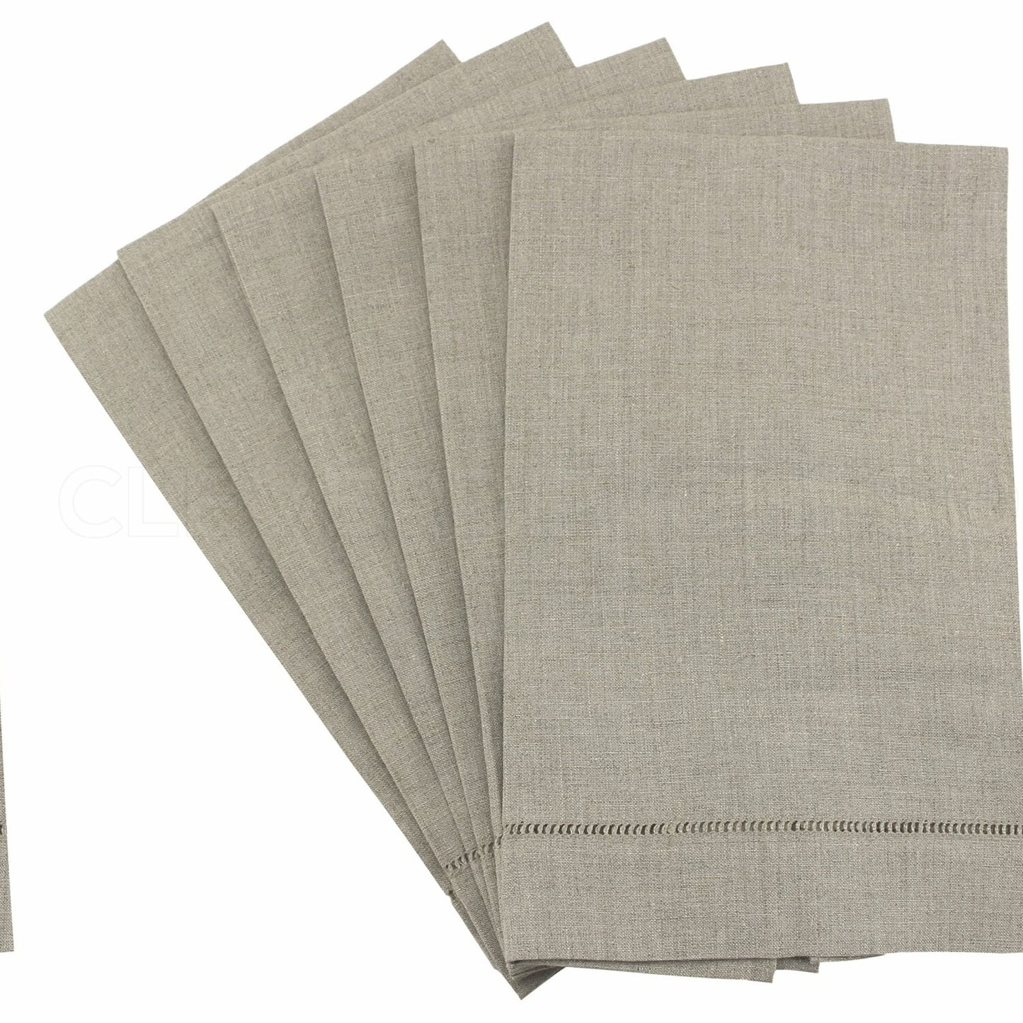 Natural Linen Hemstitched Hand Towels 6 Pack 14" x 22"