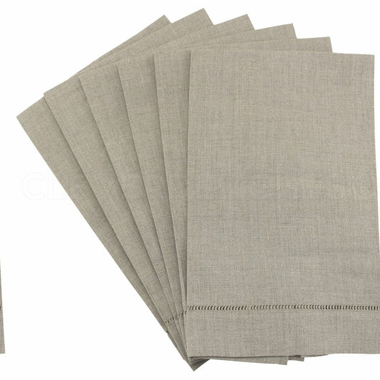 Natural Linen Hemstitched Hand Towels 6 Pack 14" x 22"