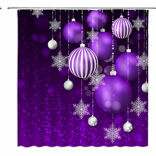 Purple Balls Xmas Shower Curtain 70" x 70"