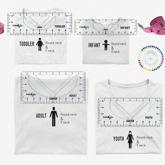 Tshirt Ruler Kit 6Pcs for Round Neck and V Neck