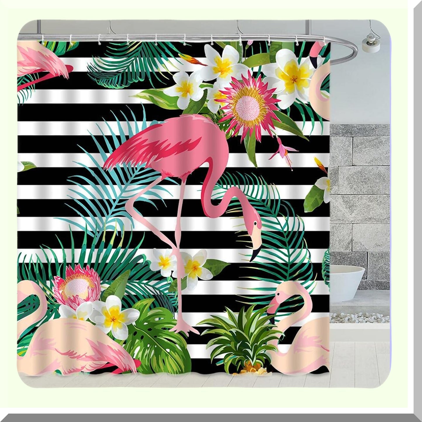 Red Bird Flamingo Shower Curtain 70x70 Inches