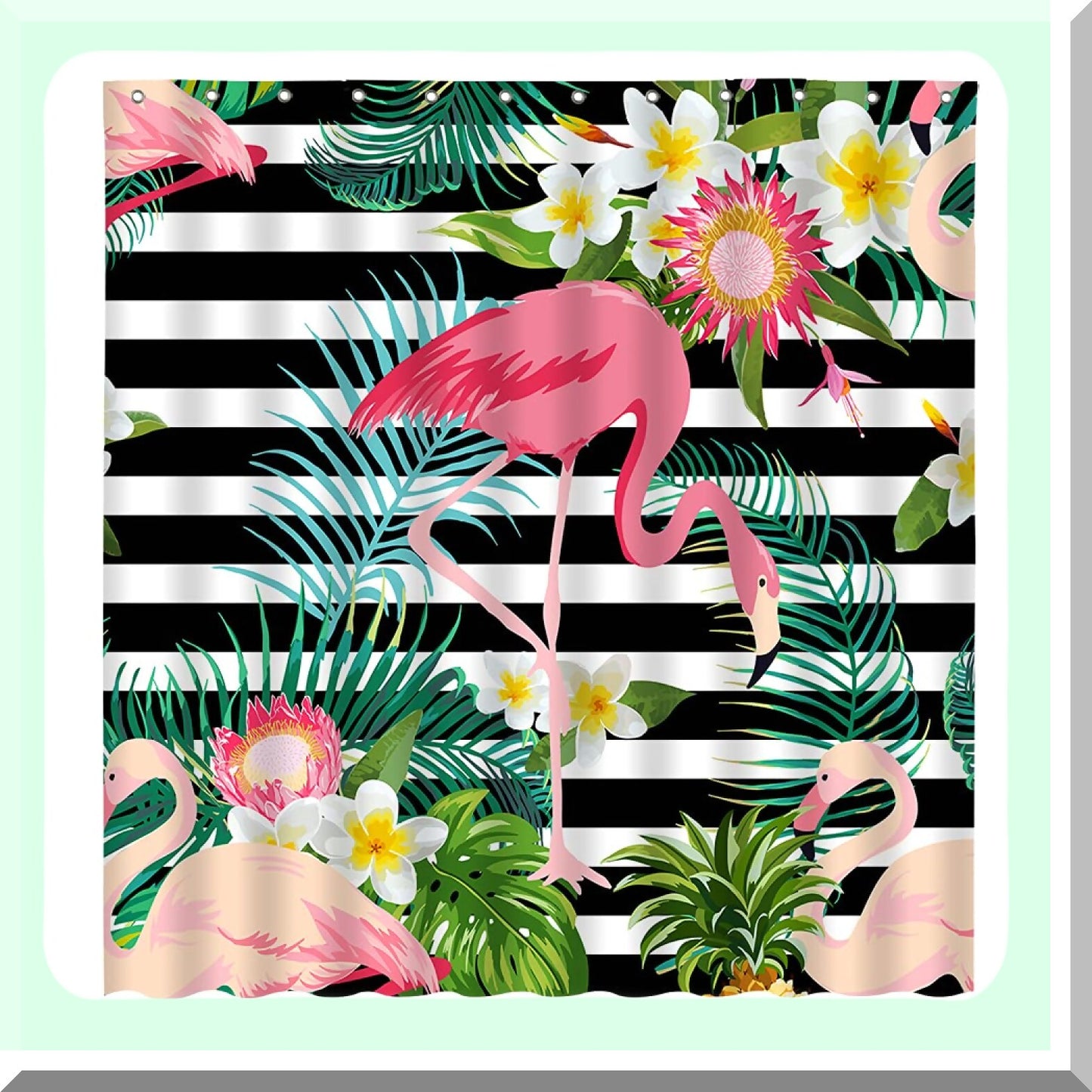 Red Bird Flamingo Shower Curtain 70x70 Inches