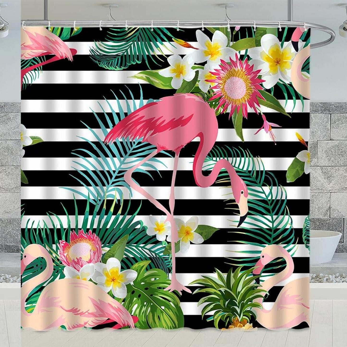 Red Bird Flamingo Shower Curtain 70x70 Inches