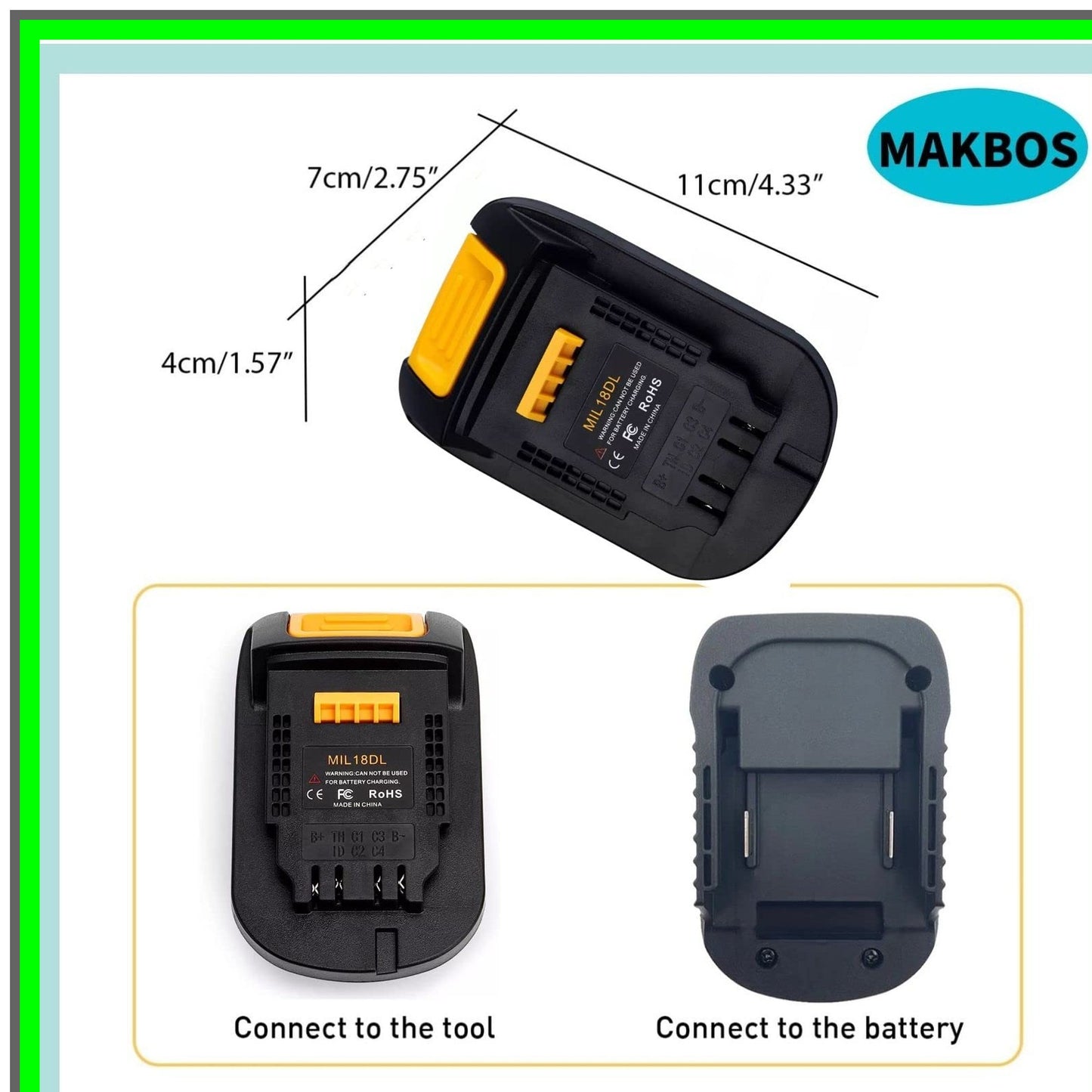 Milwaukee 18V to 20V Battery Adapter for Power Tool Lithium Conversion